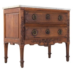 18th Century French Two Drawer Commode with Marble Top