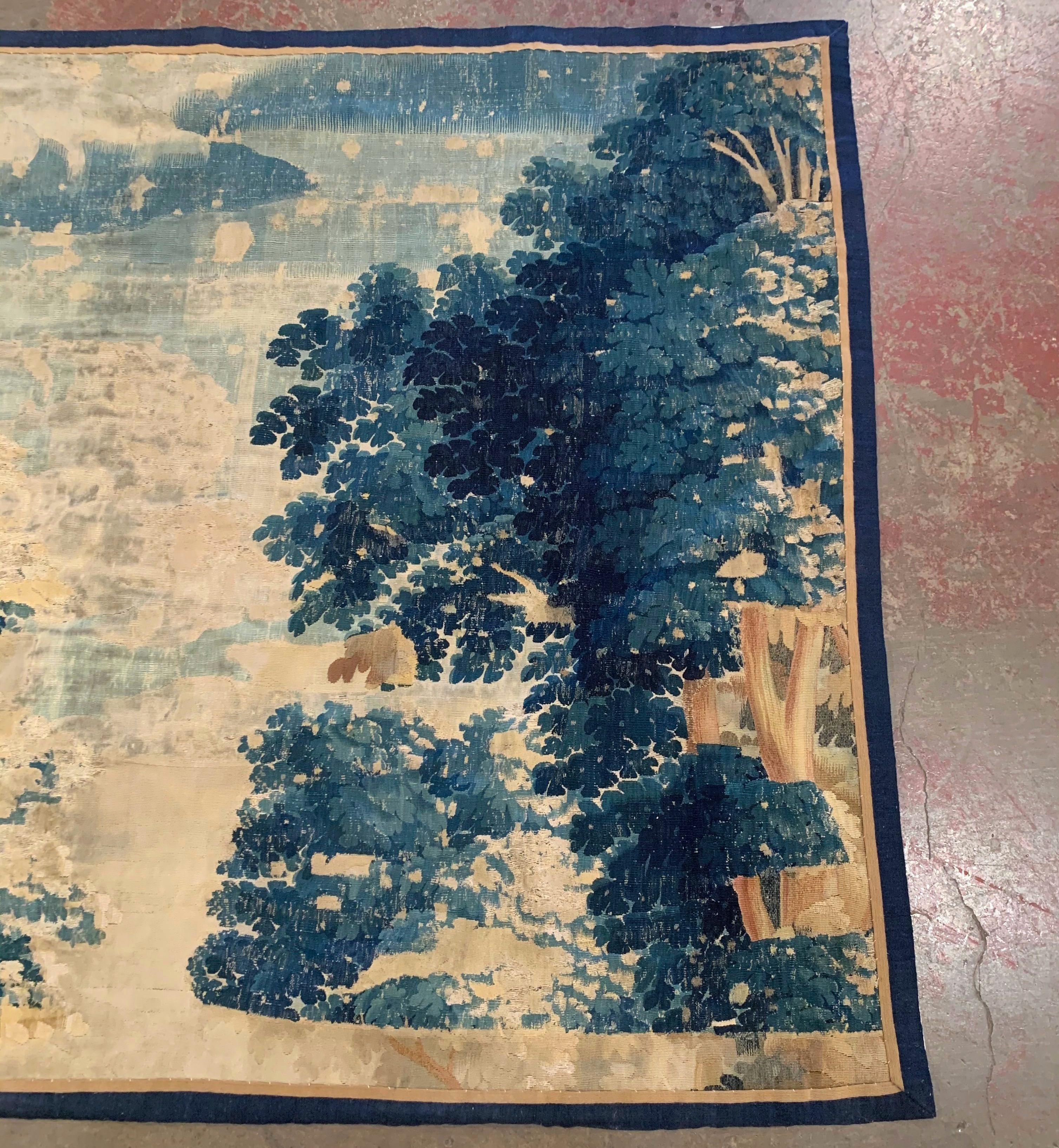 Louis XV 18th Century French Verdure Aubusson Tapestry Fragment with Trees and Foliage