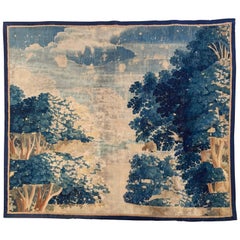 18th Century French Verdure Aubusson Tapestry Fragment with Trees and Foliage