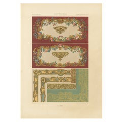 Décoration murale et de bordures française du 18e siècle - Cadres floraux Rococo, Plaque XCI