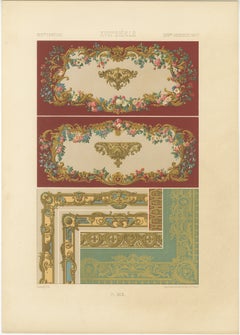 Décoration murale et de bordures française du 18e siècle - Cadres floraux Rococo, Plaque XCI