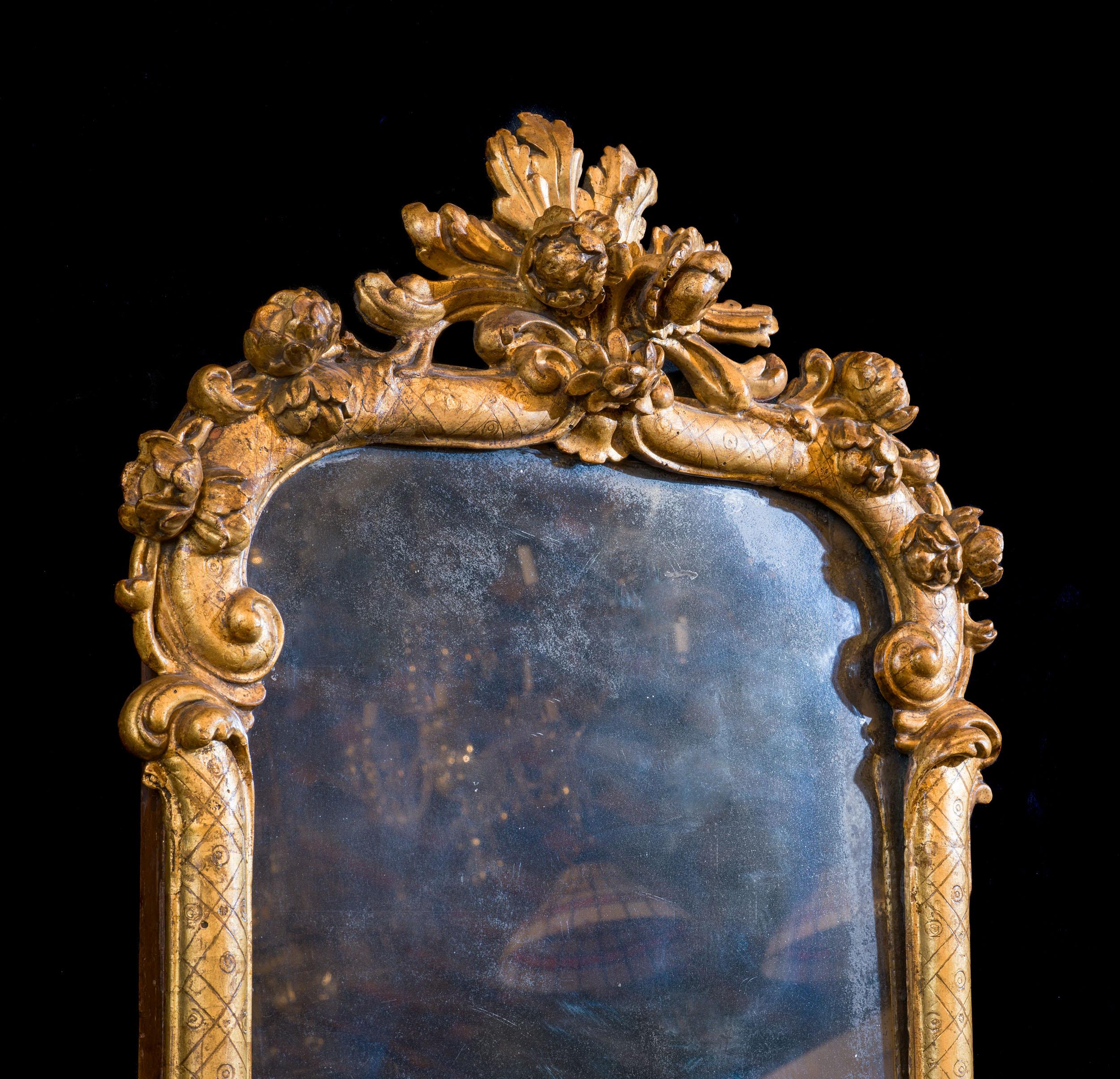 Rococo 18th Century French Wall Mirror For Sale