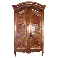 18th Century French Walnut Armoire with Burl Paneling