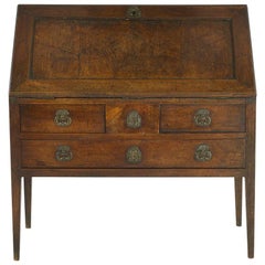 Antique 18th Century French Walnut Bureau with Original Metalwork