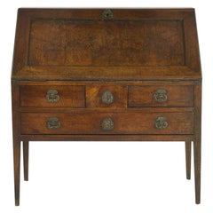 Antique 18th Century French Walnut Bureau with Original Metalwork