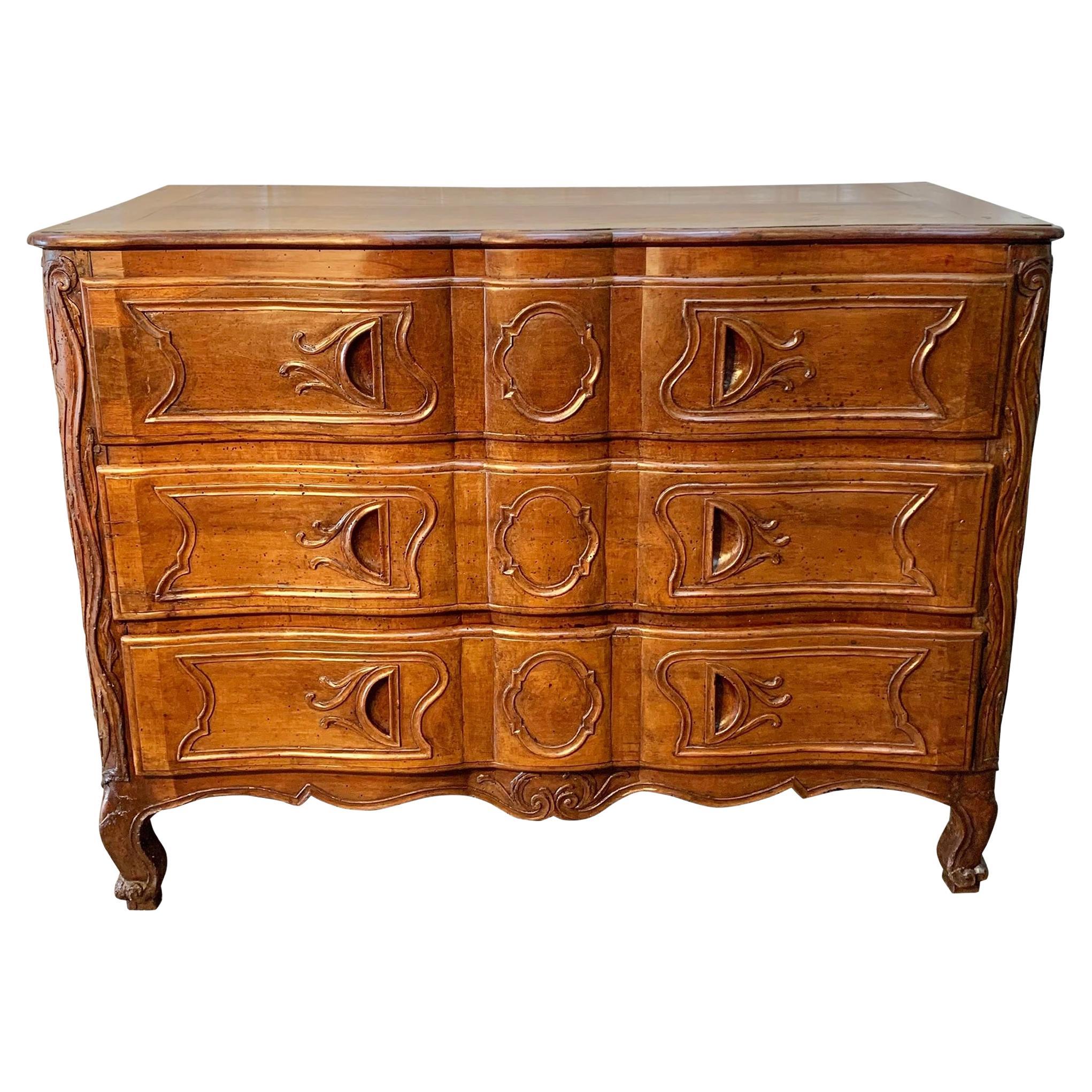 18th Century French Walnut Chest of Drawers Commode