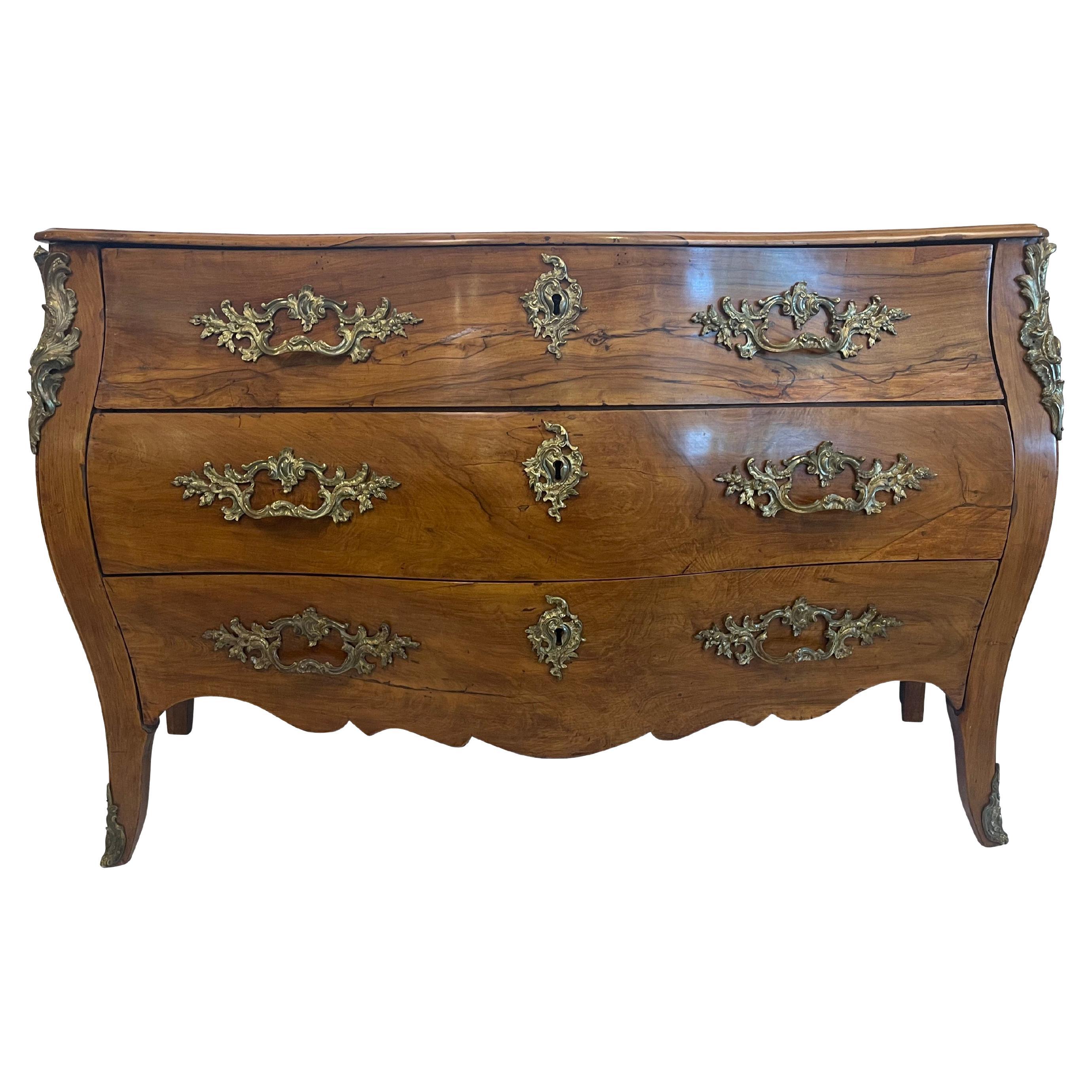Antique French Empire Walnut Commode, Bronze Accents at 1stDibs