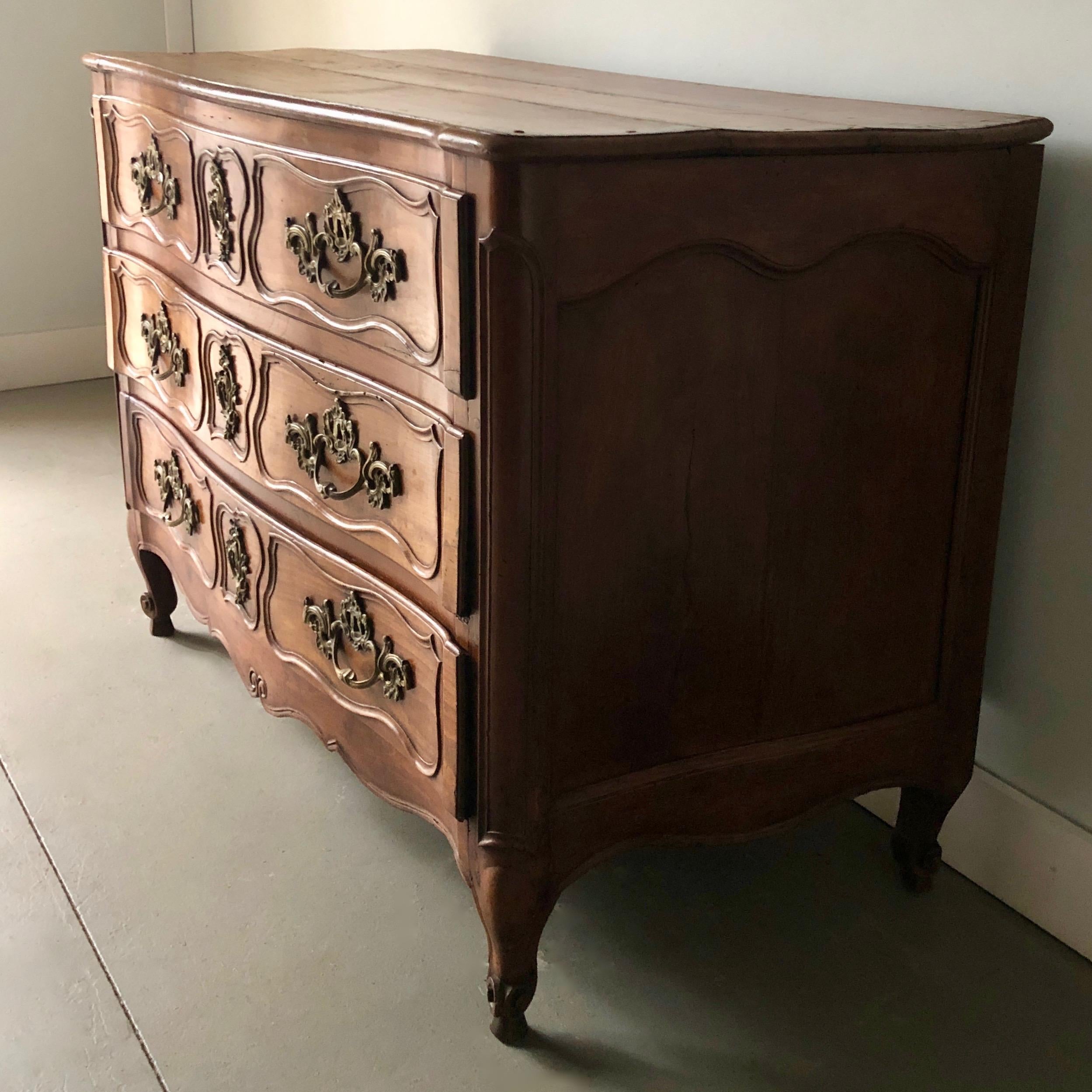 Hand-Carved 18th Century French Walnut Commode