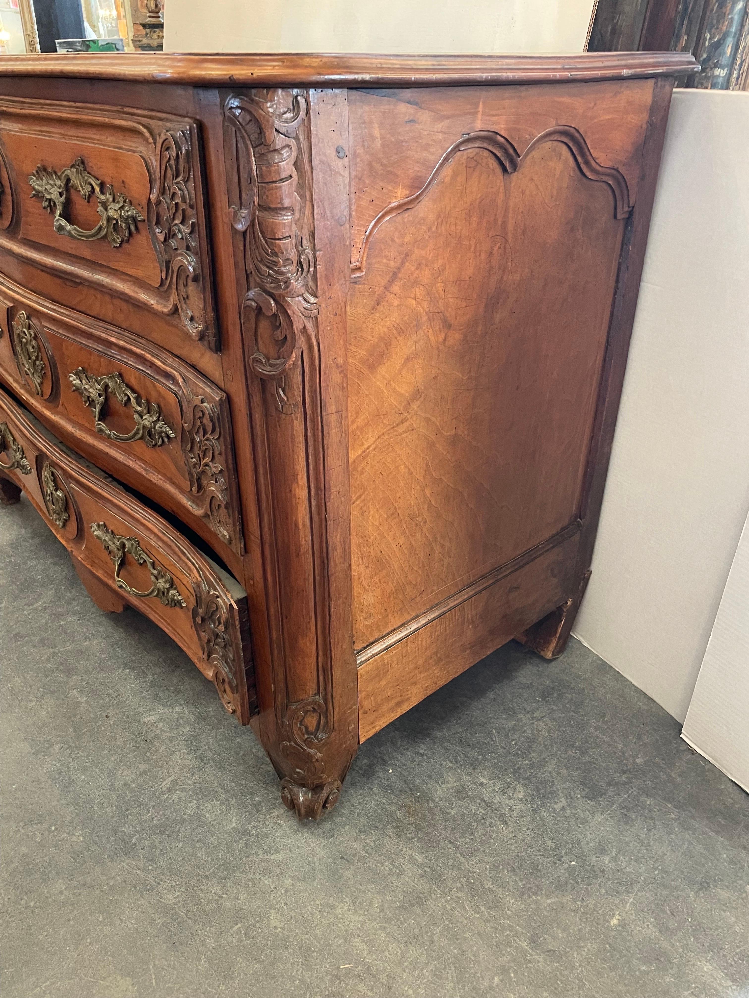 18th Century French Walnut Commode with Brass Fixtures For Sale 6