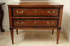 18th Century French Walnut Commode with Ebonized Trim and Brass Pulls