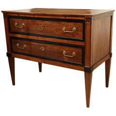 18th Century French Walnut Commode with Ebonized Trim and Brass Pulls