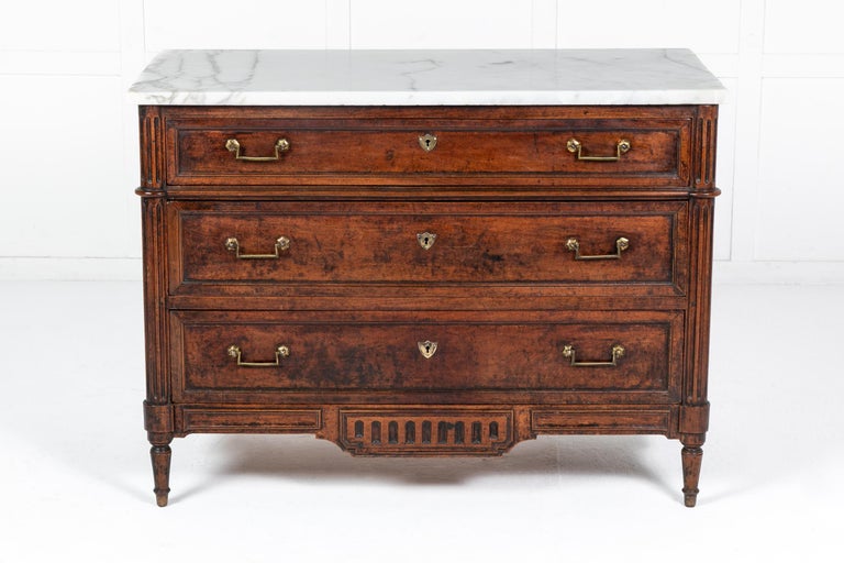 18th Century, French, Walnut Commode with Marble Top For Sale at 1stDibs
