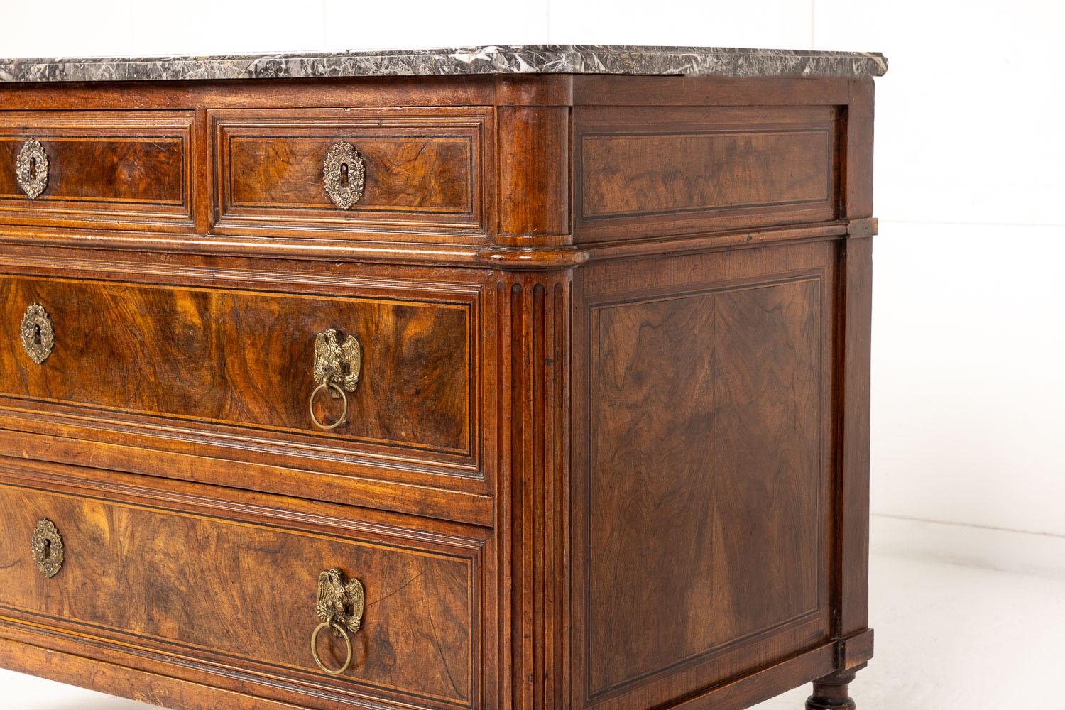 18th Century French Walnut Commode with Marble Top For Sale 2
