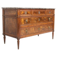 Antique 18th Century French Walnut Commode with Marble Top