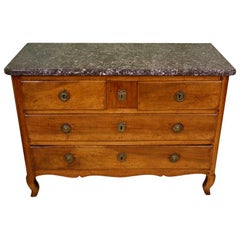 Antique 18th Century French Walnut Commode with Marble Top Stamped "N. Petit"