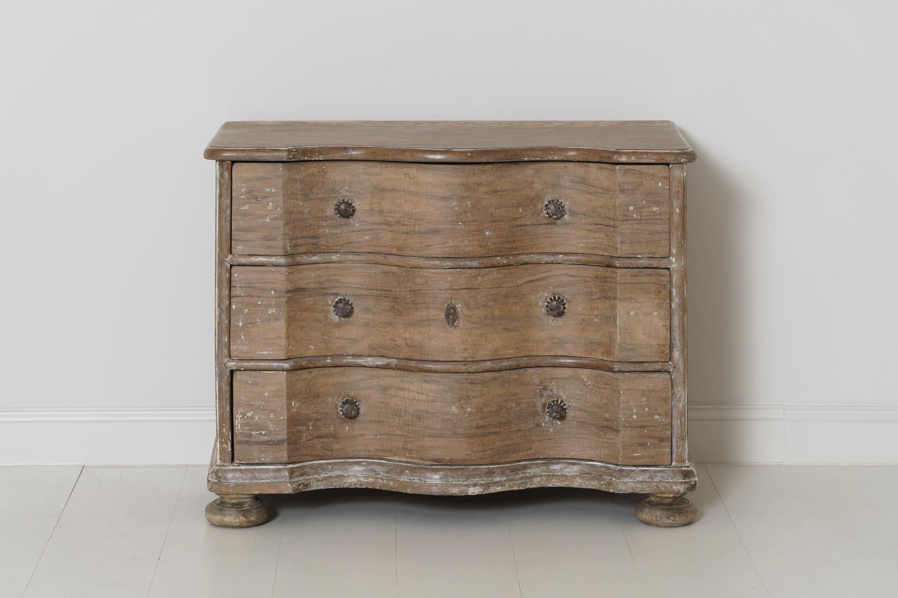 Hand-Crafted Walnut Commode with Serpentine Front and Original Patina