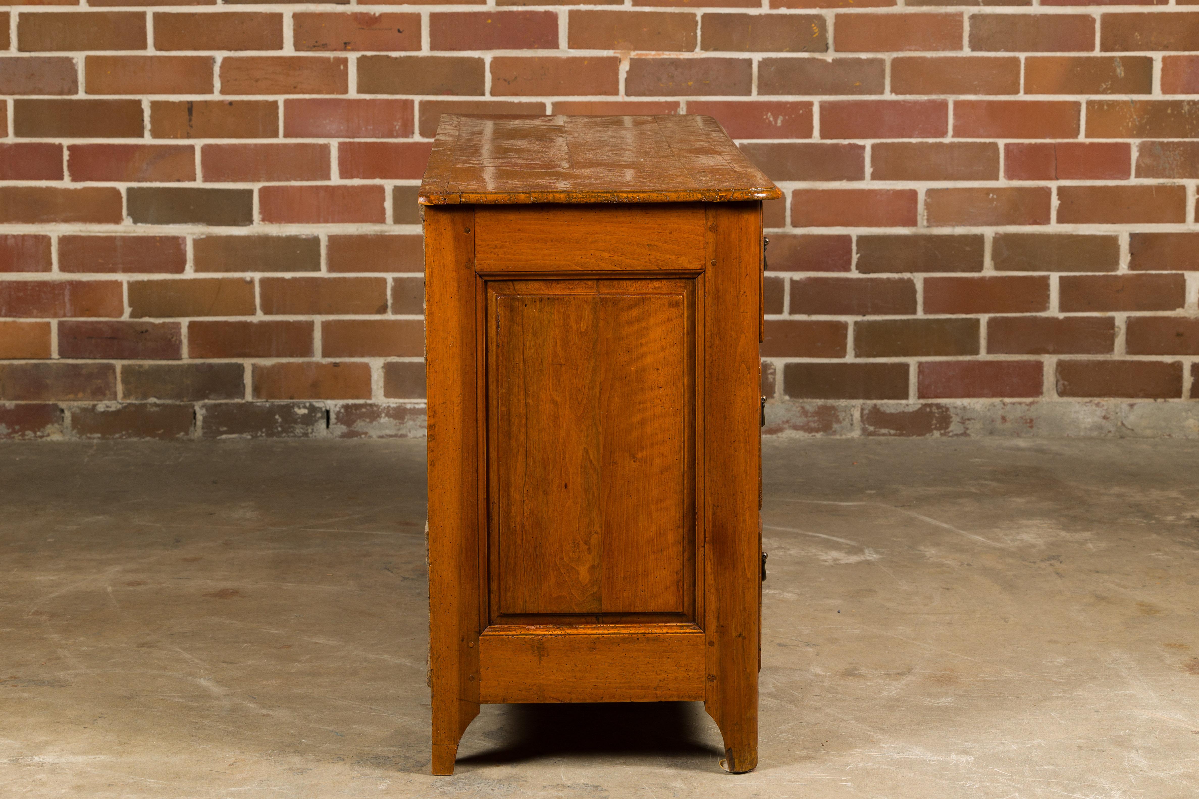 18th Century French Walnut Commode with Three Drawers and Carved Apron For Sale 7