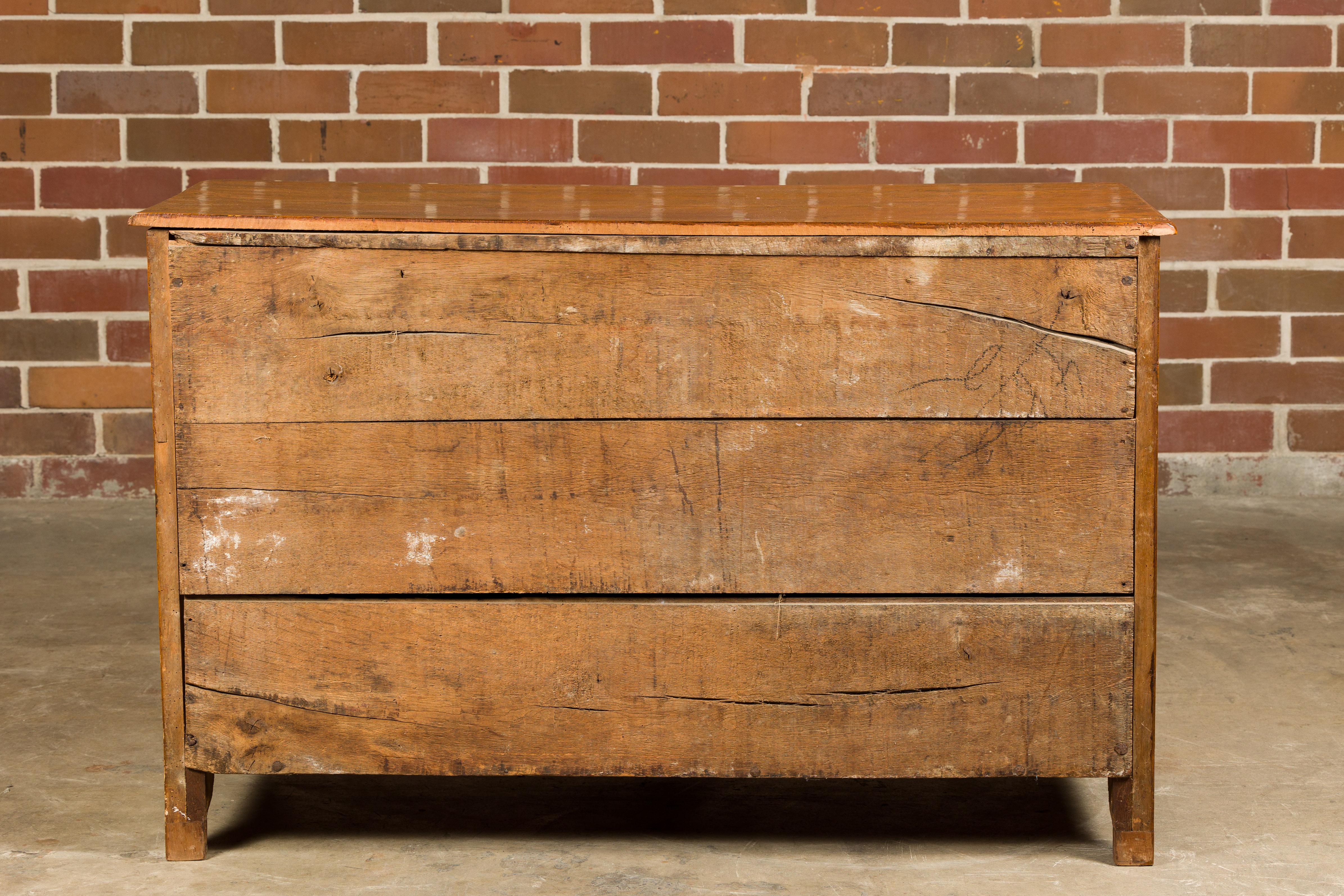 18th Century French Walnut Commode with Three Drawers and Carved Apron For Sale 8