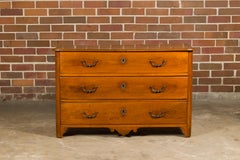 18th Century French Walnut Commode with Three Drawers and Carved Apron