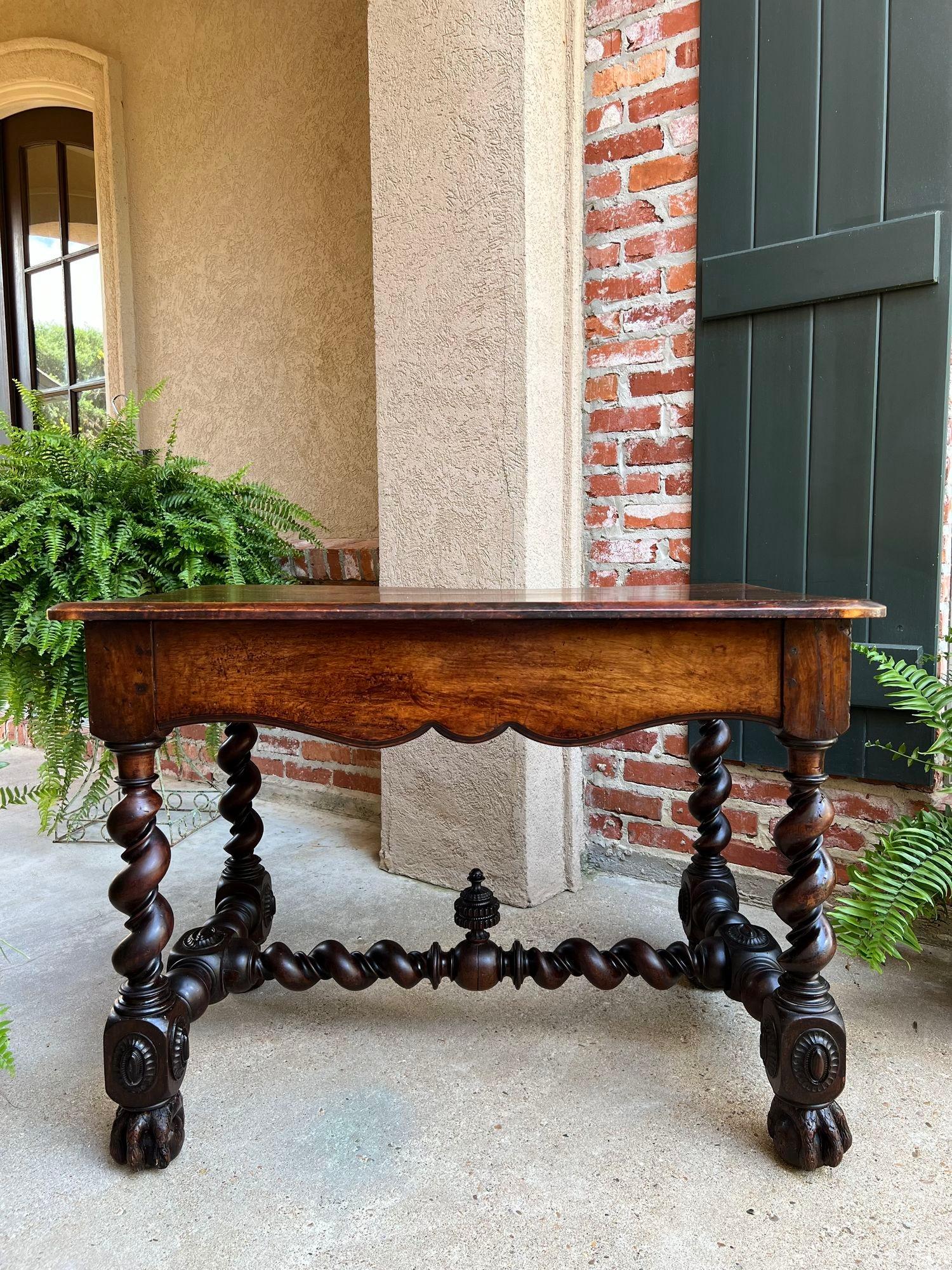 18th Century French Walnut Console Sofa Table Barley Twist Desk Louis XIII 2