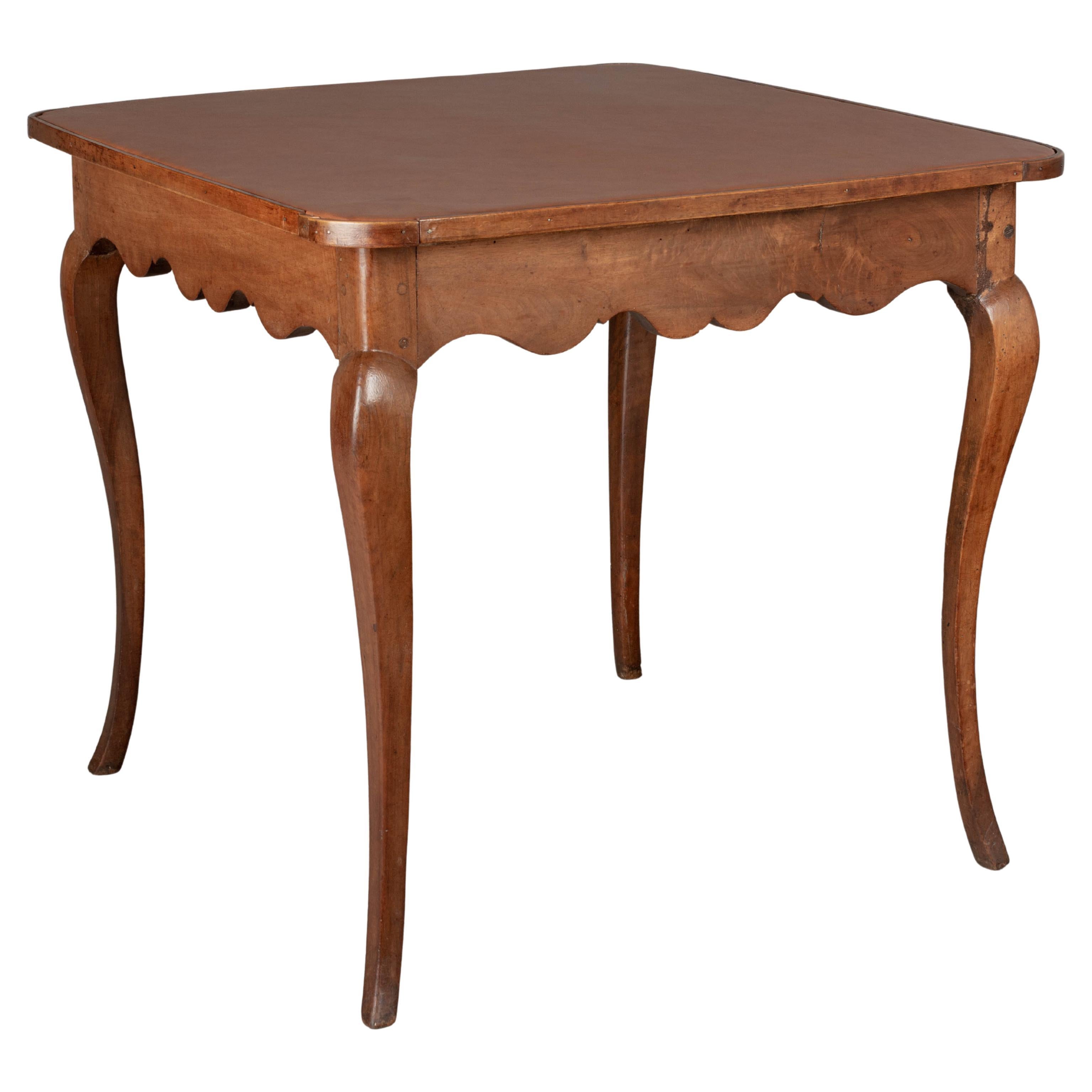 18th Century French Walnut Leather Top Game Table