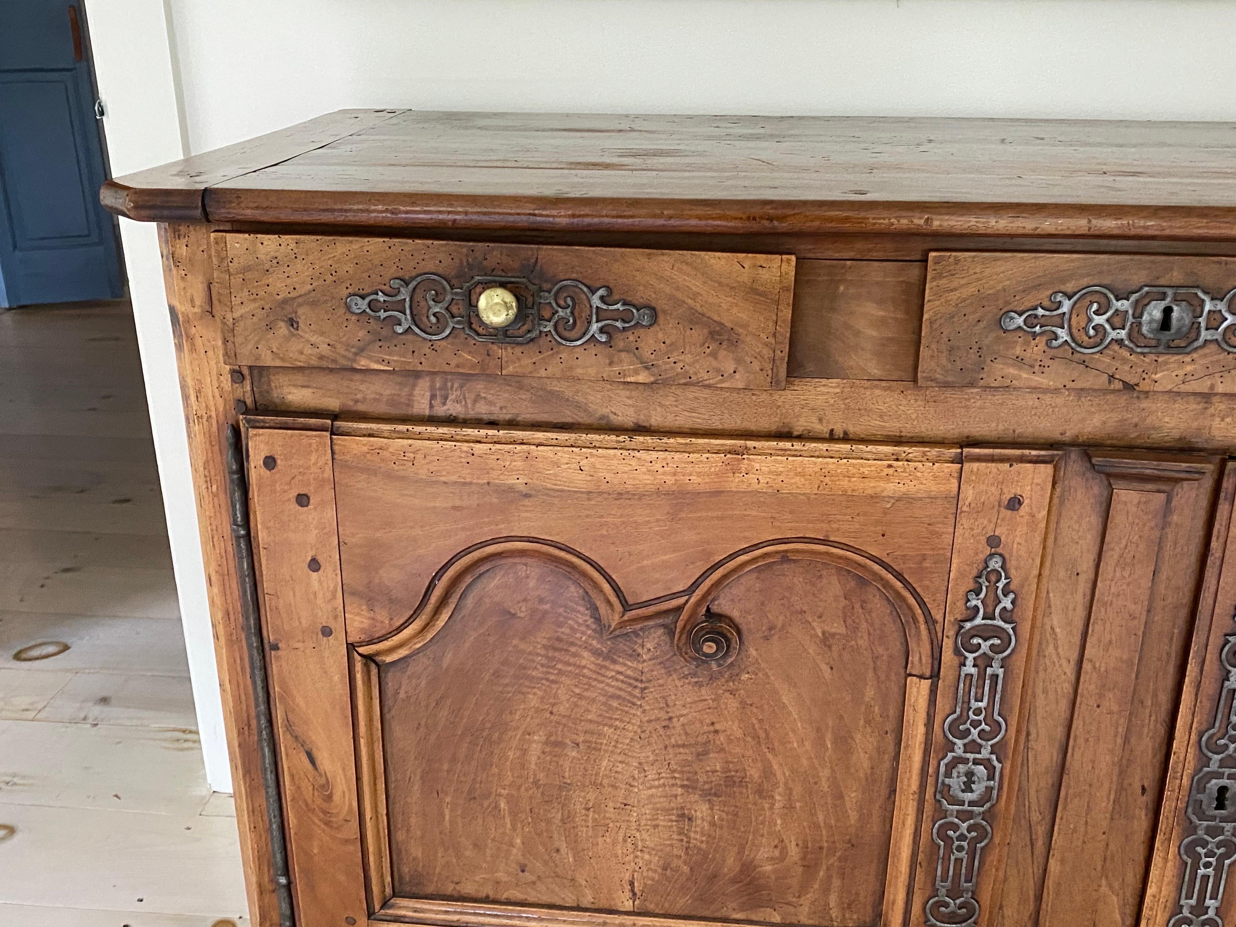 18th Century French Walnut Louis XV Provincial Buffet For Sale 9