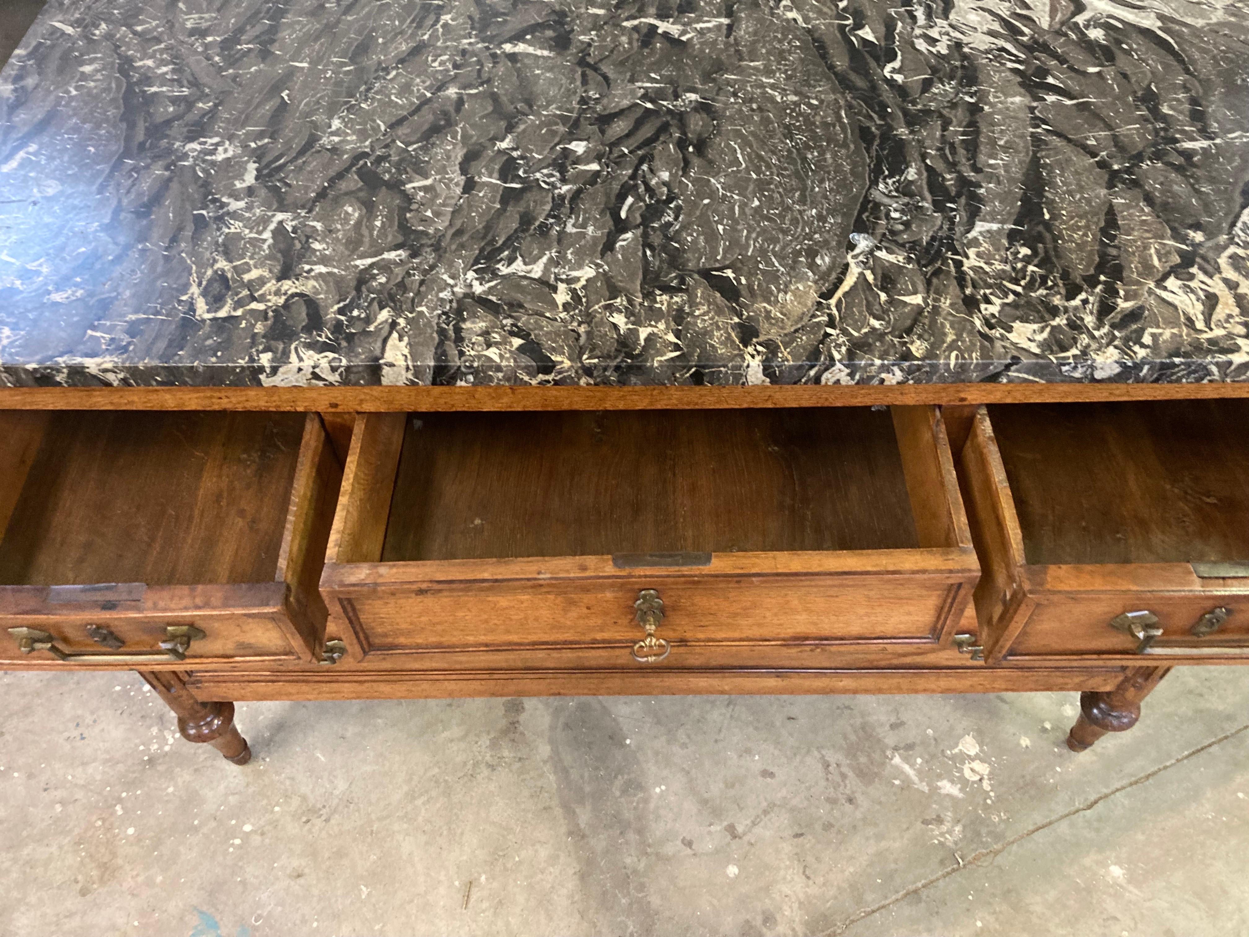 18th Century French Walnut Louis XVI with Gray Marble 6