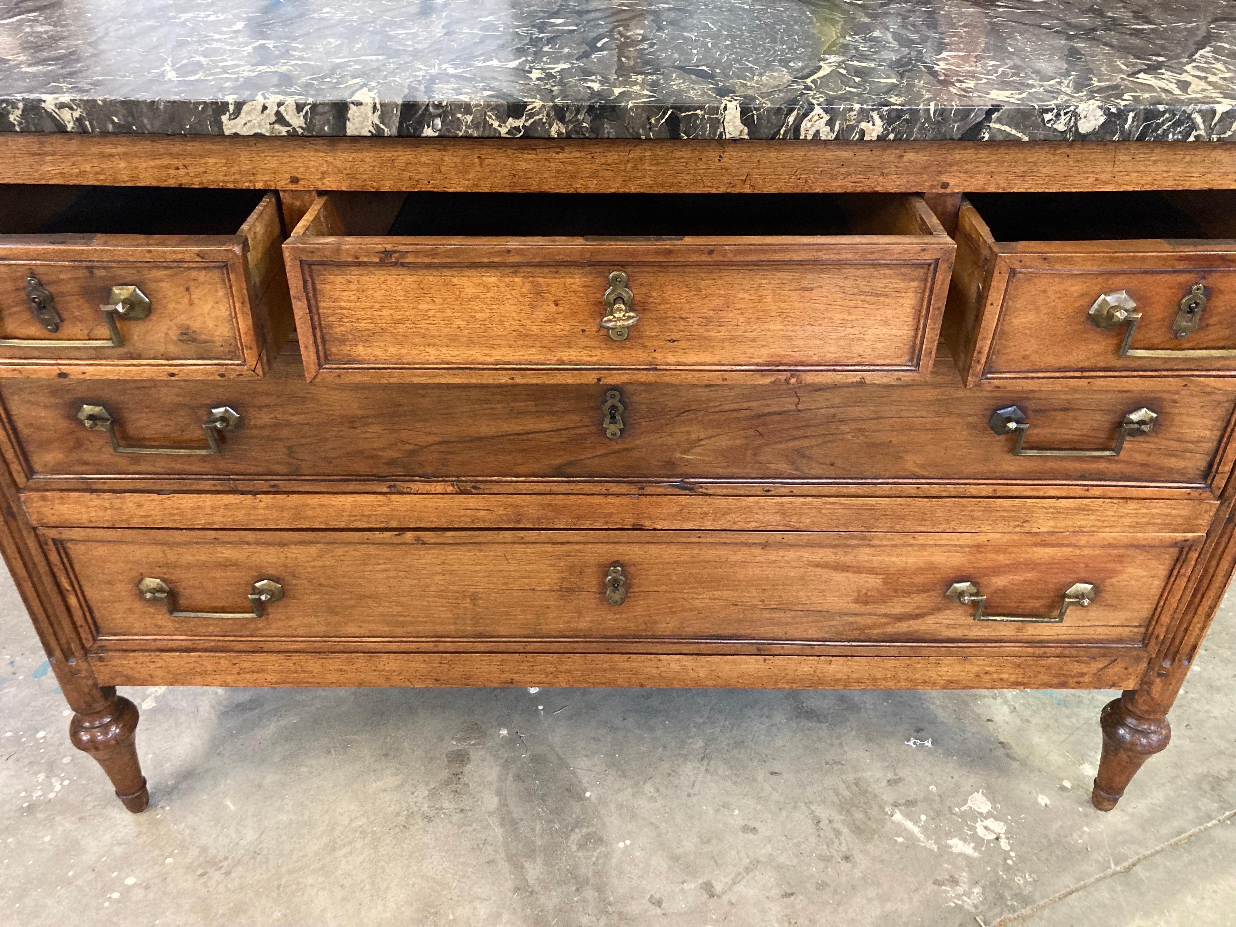 18th Century French Walnut Louis XVI with Gray Marble 10