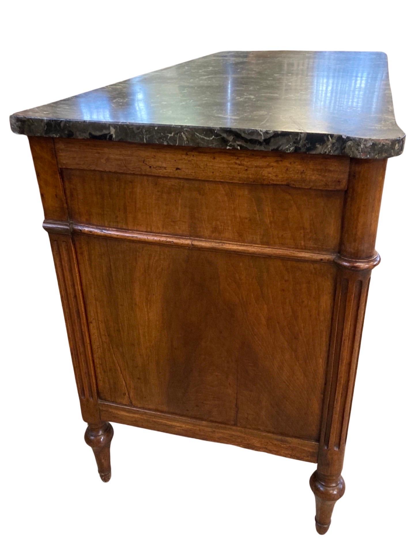 Hand-Carved 18th Century French Walnut Louis XVI with Gray Marble