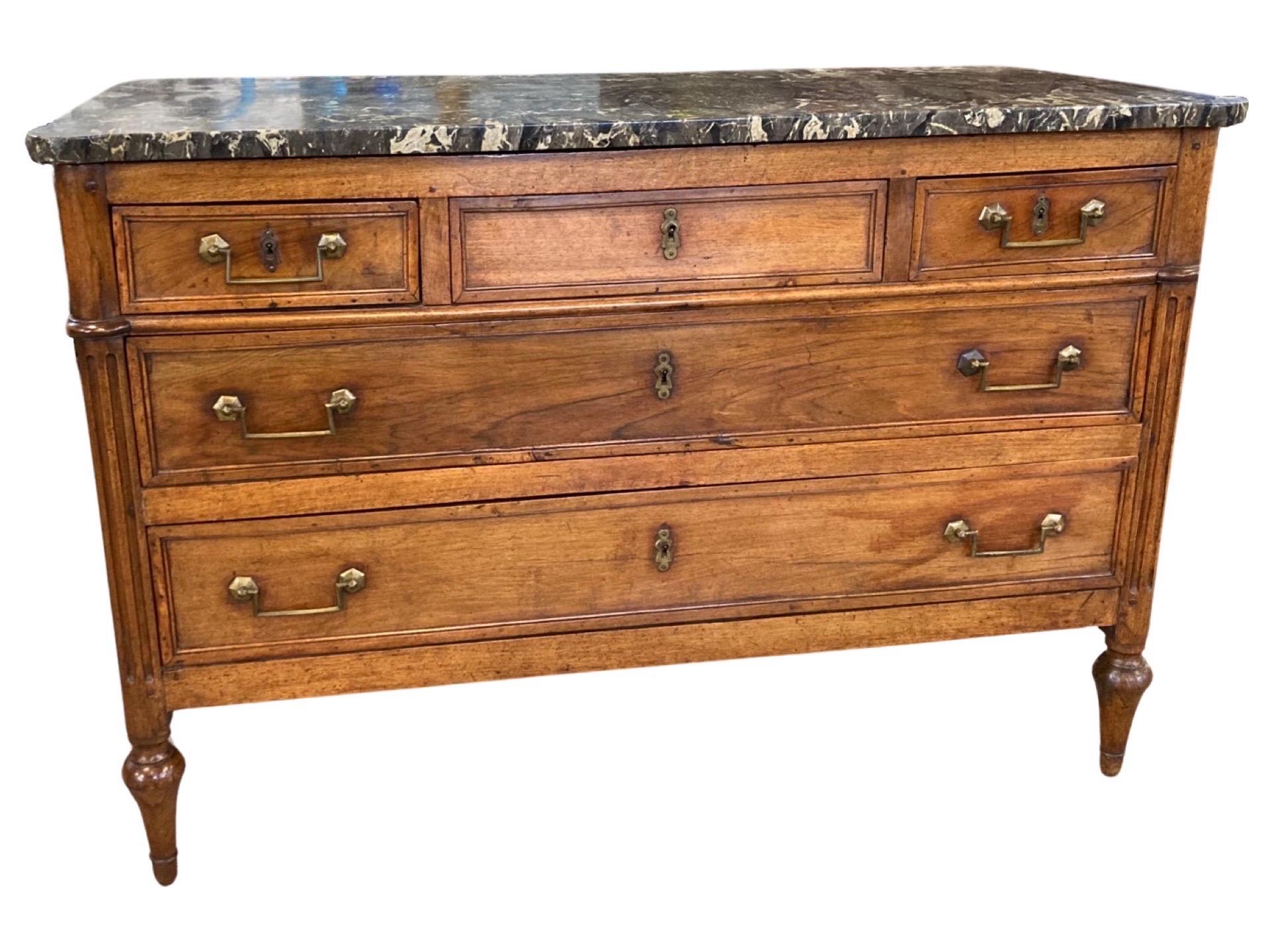 18th Century French Walnut Louis XVI with Gray Marble 3