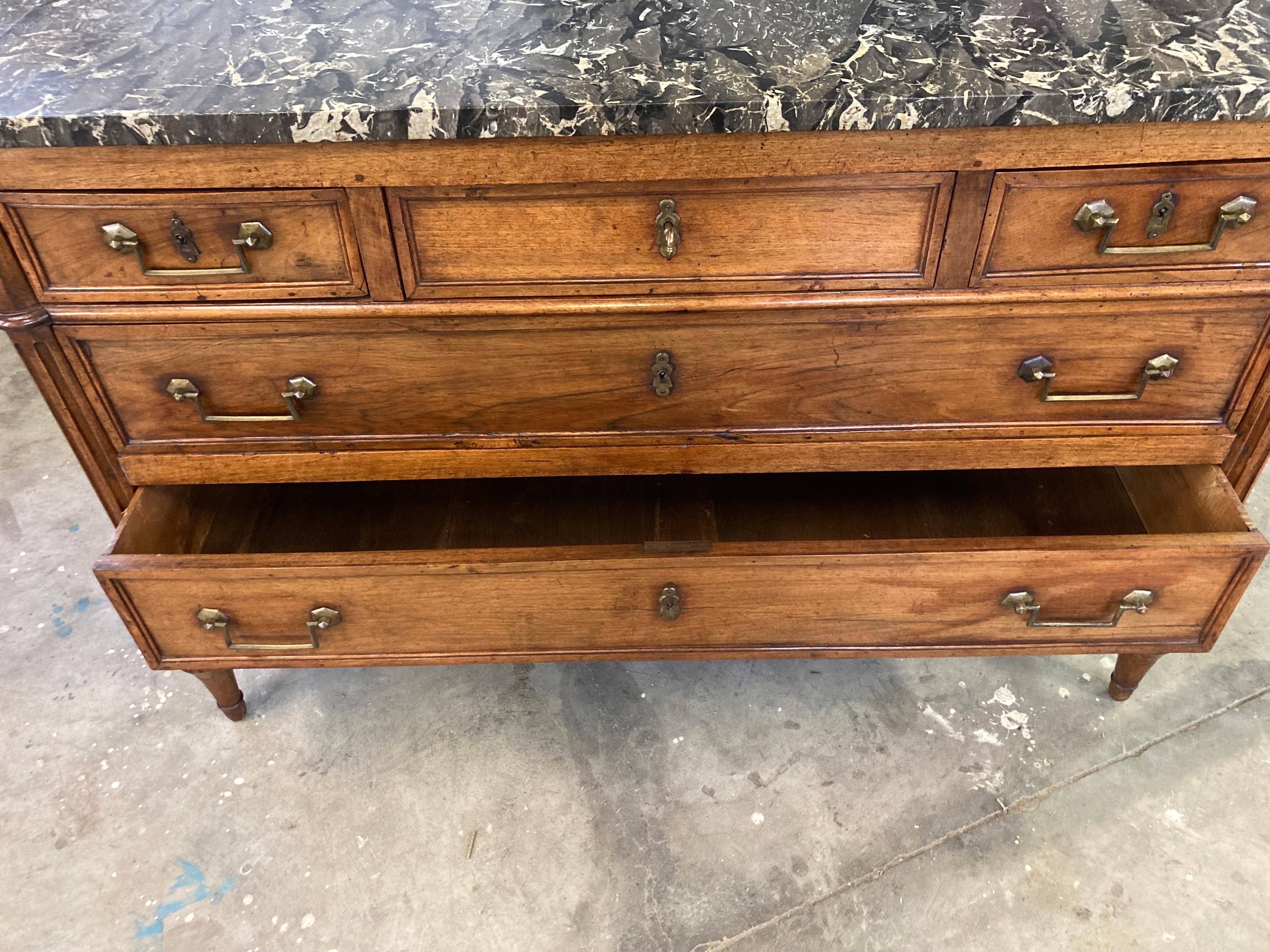 18th Century French Walnut Louis XVI with Gray Marble 4