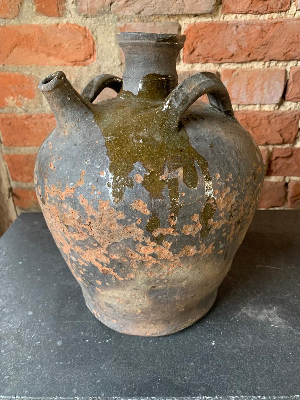 Hand-Crafted 18th Century French Walnut Oil Jug For Sale
