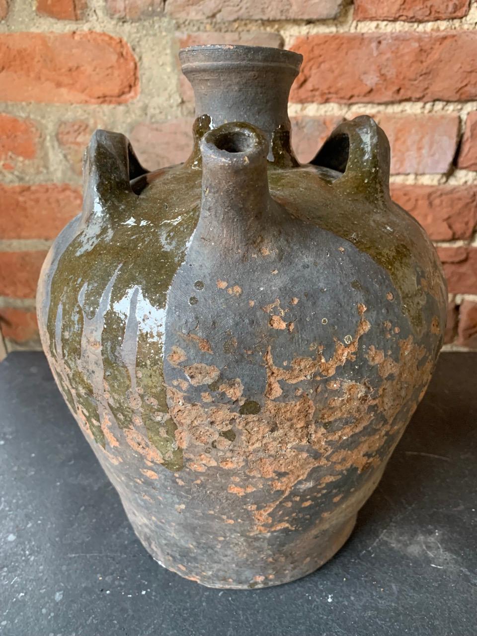 18th Century and Earlier 18th Century French Walnut Oil Jug For Sale