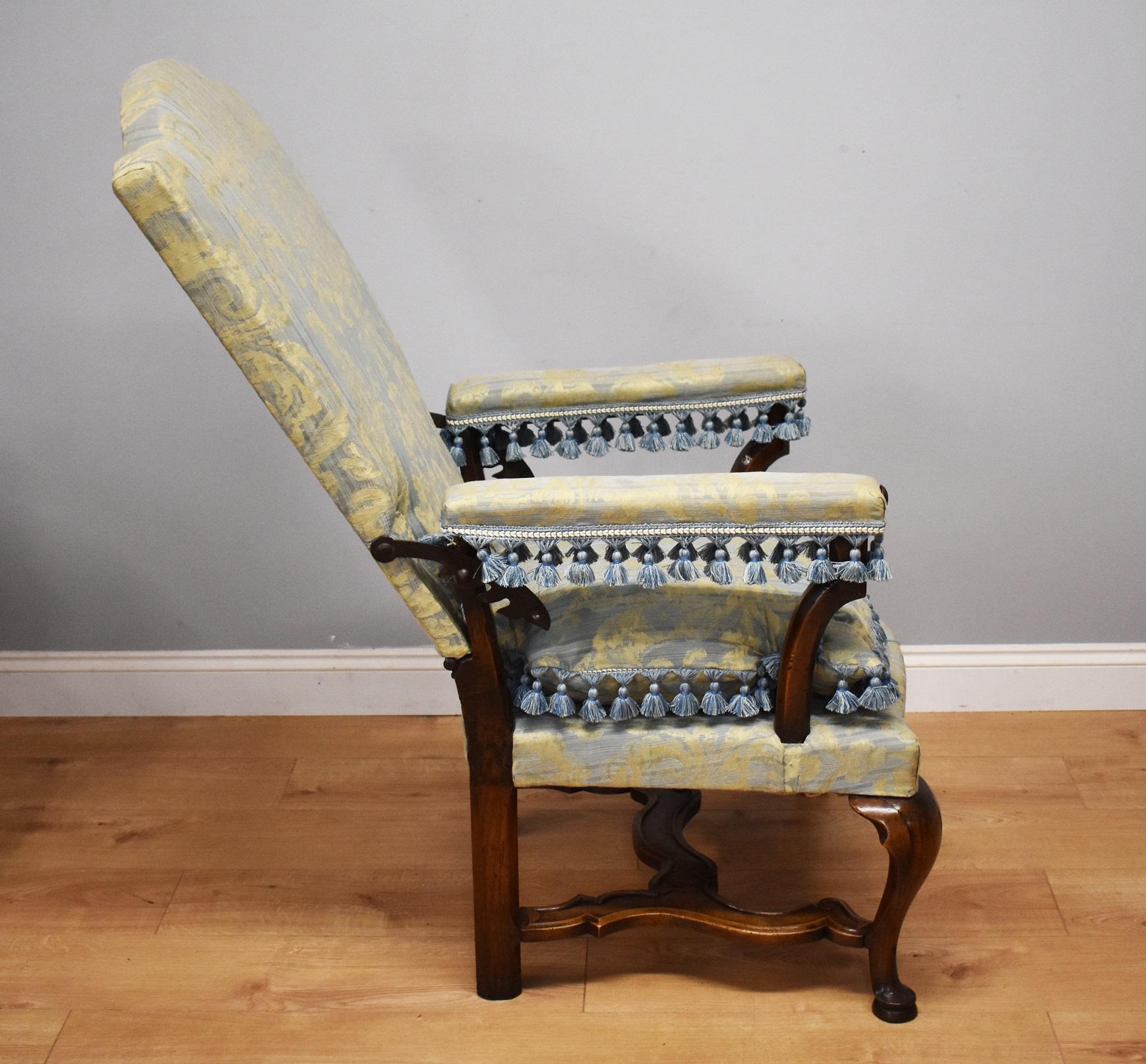 Fabric 18th Century French Walnut Reclining Chair