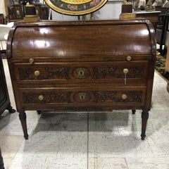 18th century French walnut roll top desk