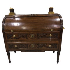 18th century French walnut roll top desk