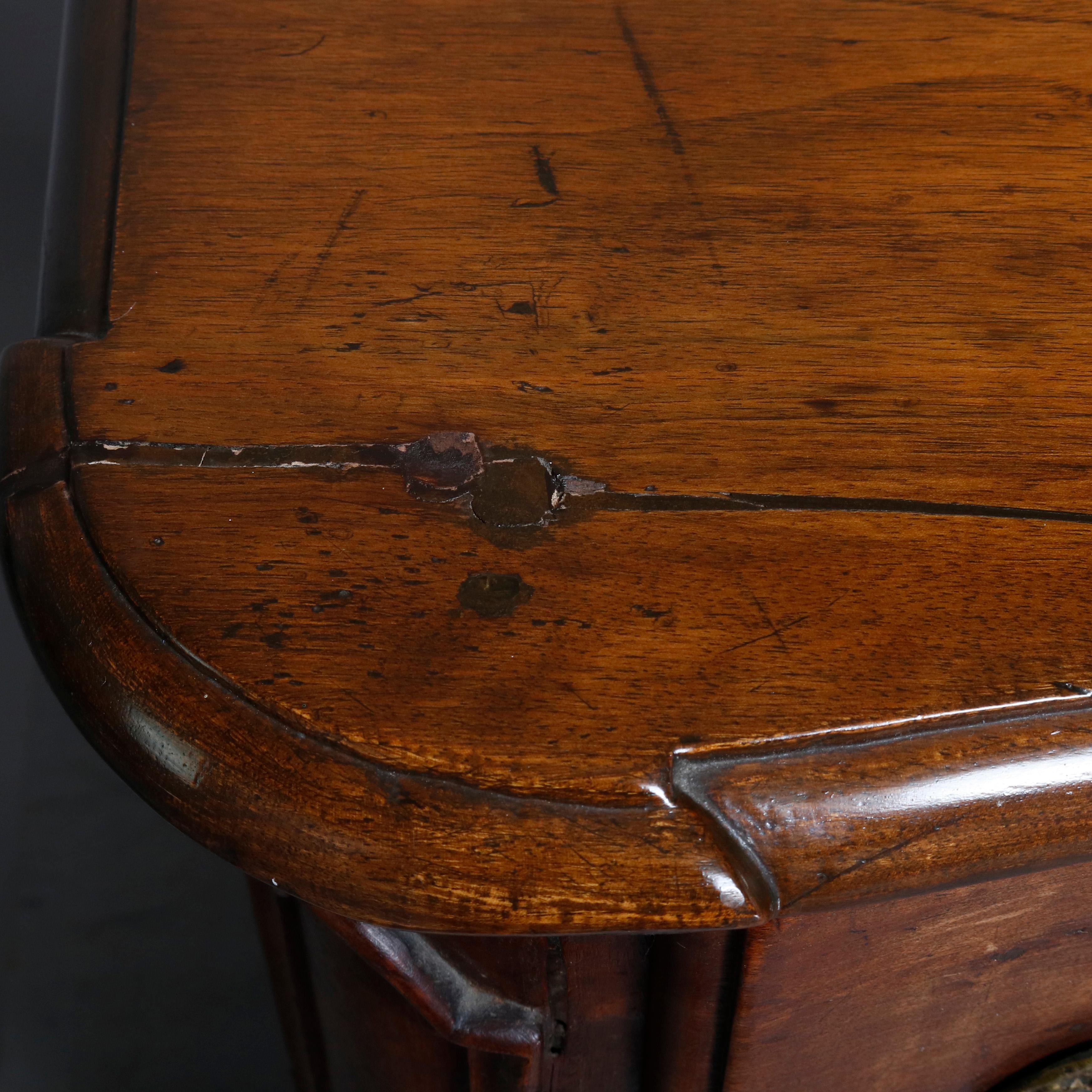 18th Century French Walnut Serpentine Commode with Figural Cherub Bronze Pulls 10
