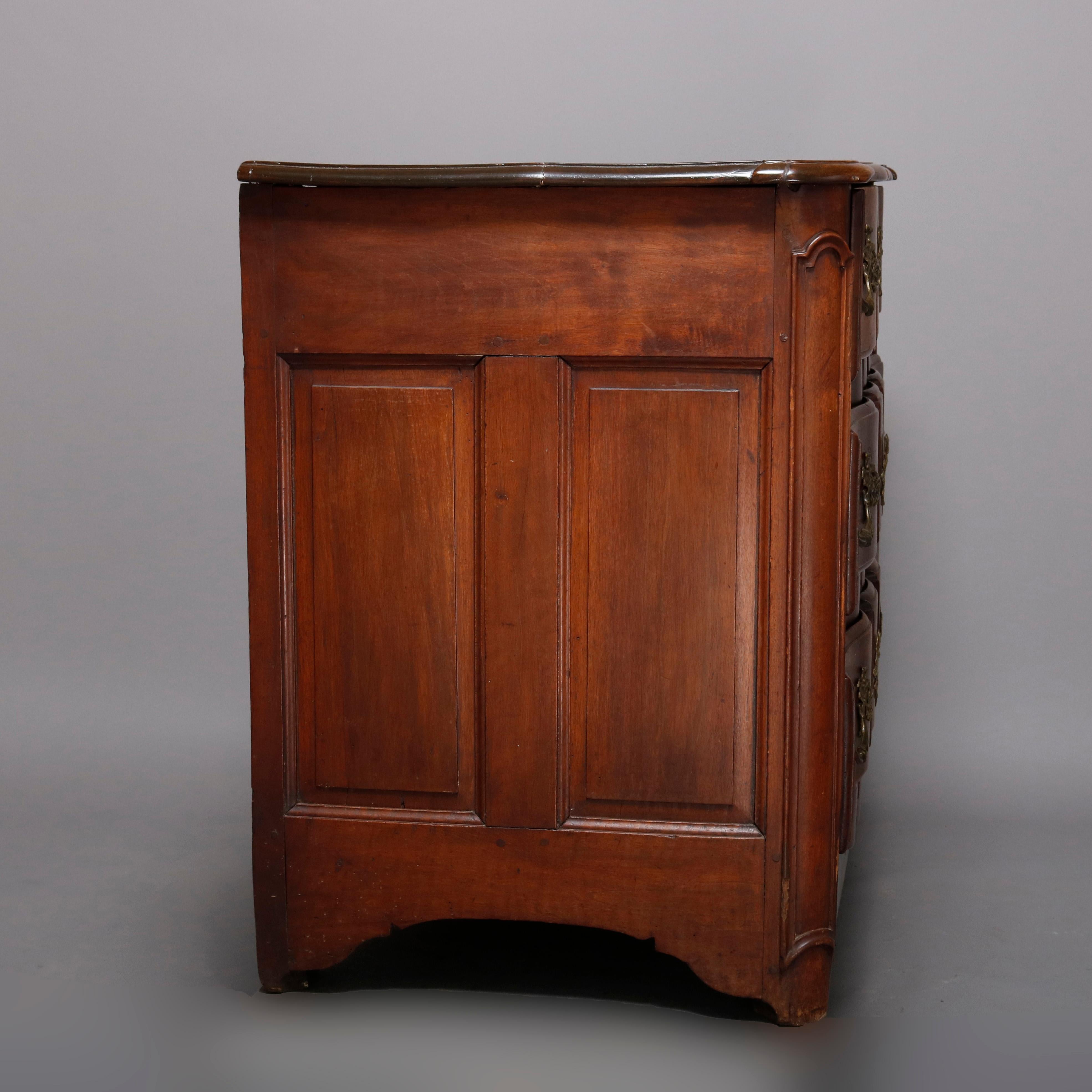 18th Century French Walnut Serpentine Commode with Figural Cherub Bronze Pulls 2