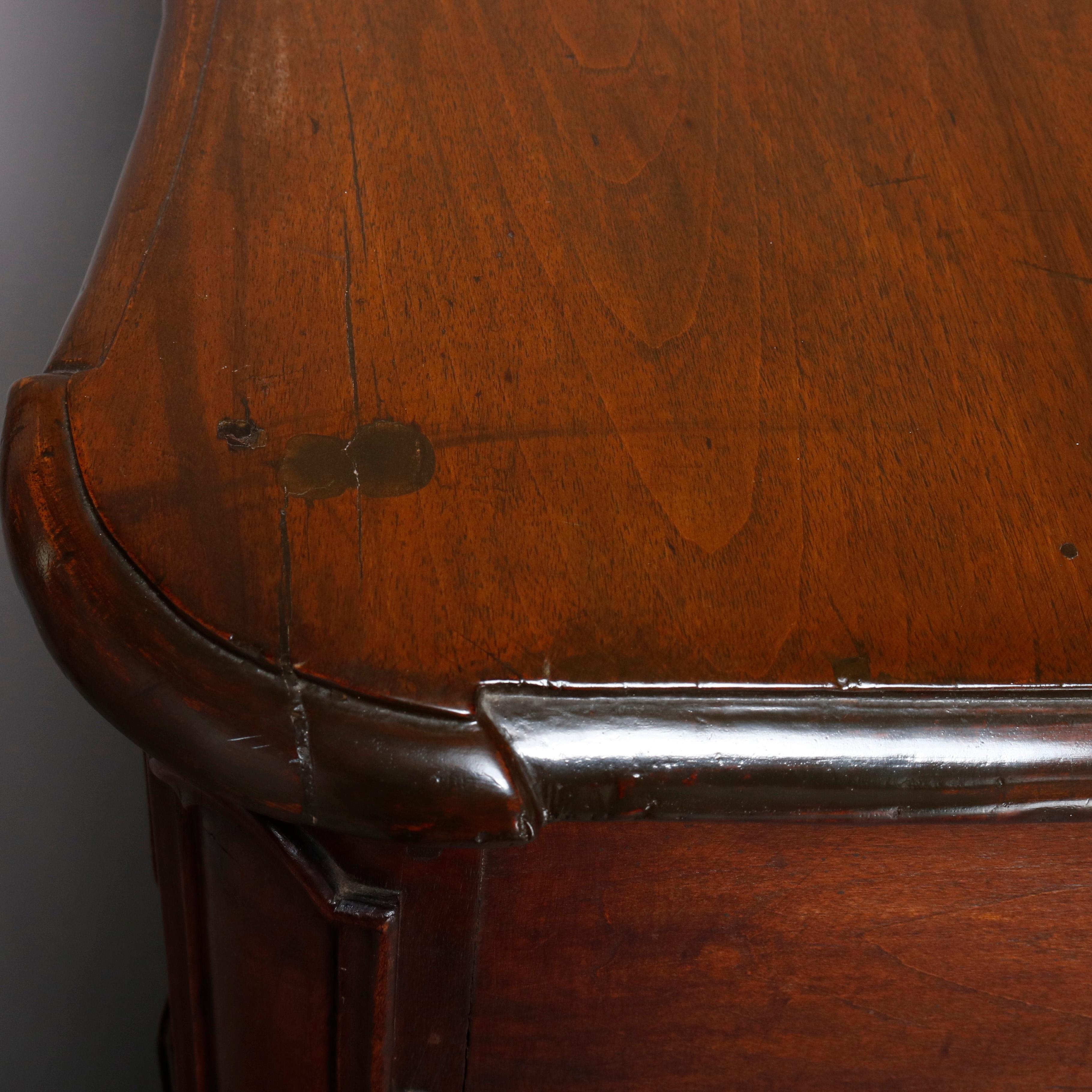 18th Century French Walnut Serpentine Commode with Figural Cherub Bronze Pulls 4