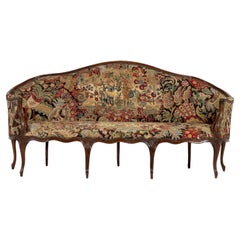 Antique 18th Century French Walnut Settee with Needlepoint Upholstery