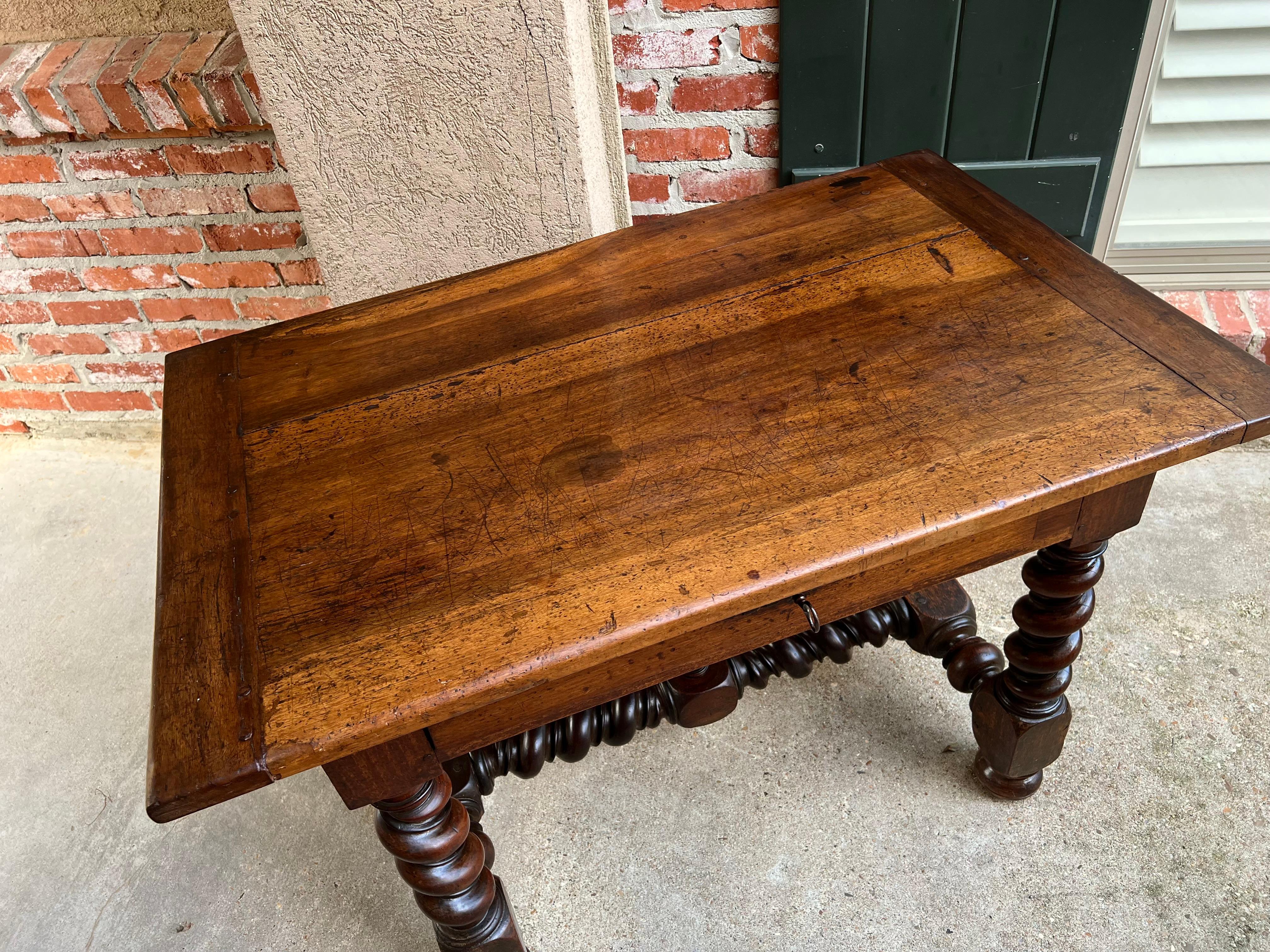 18th Century French Walnut Side Sofa Table Barley Twist Desk Louis XIII 5