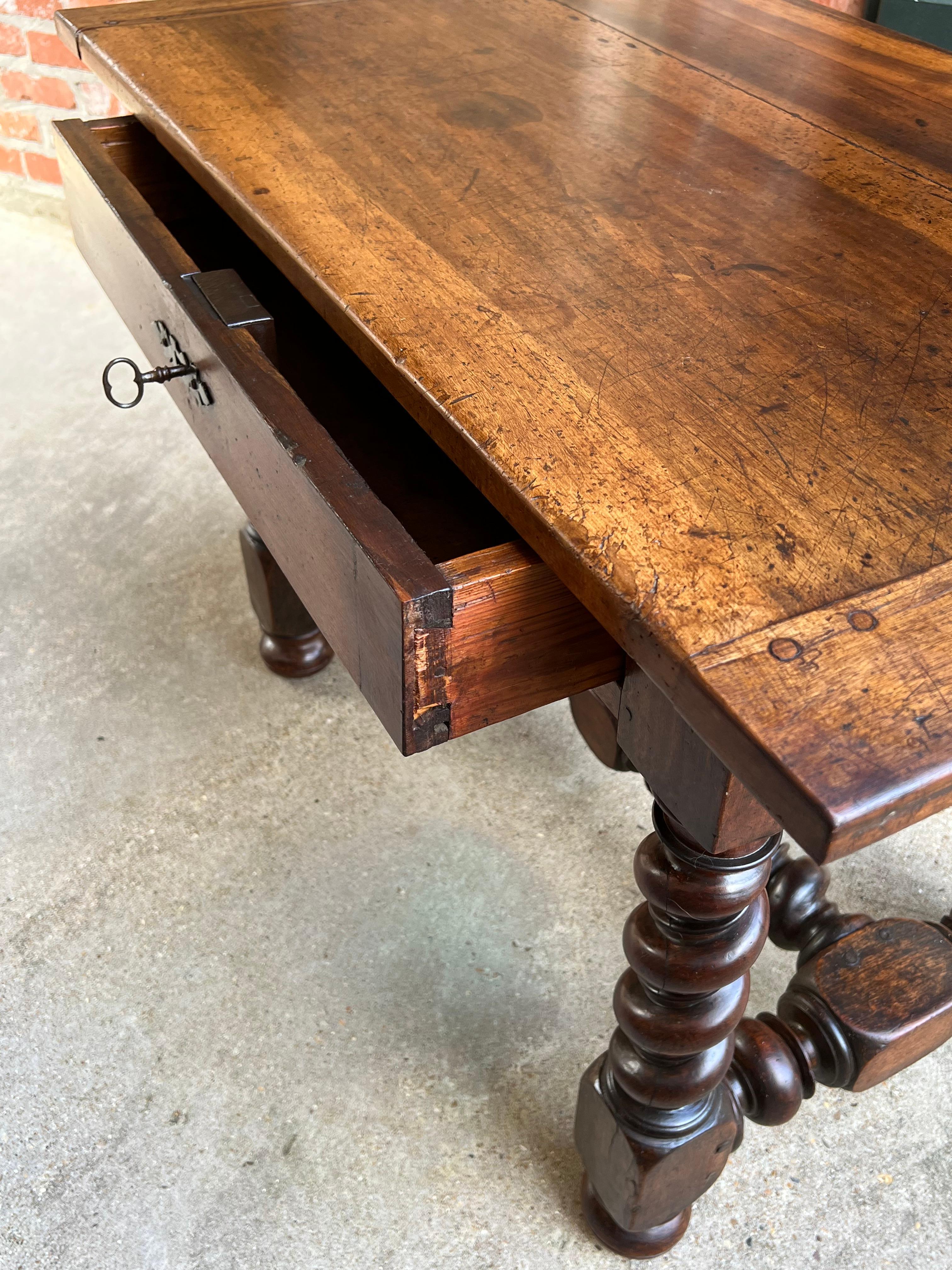 18th Century French Walnut Side Sofa Table Barley Twist Desk Louis XIII 6