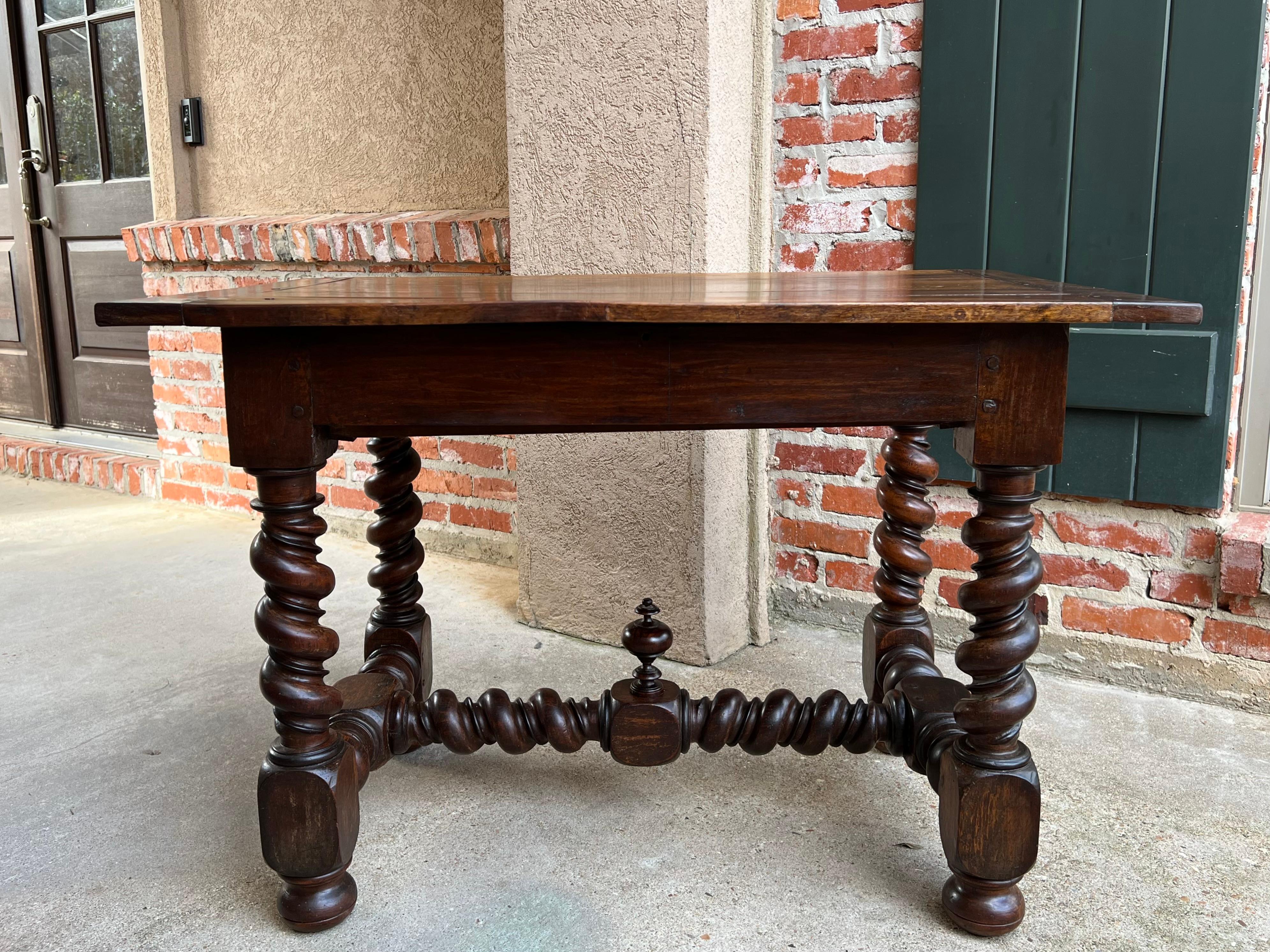 18th Century French Walnut Side Sofa Table Barley Twist Desk Louis XIII 7