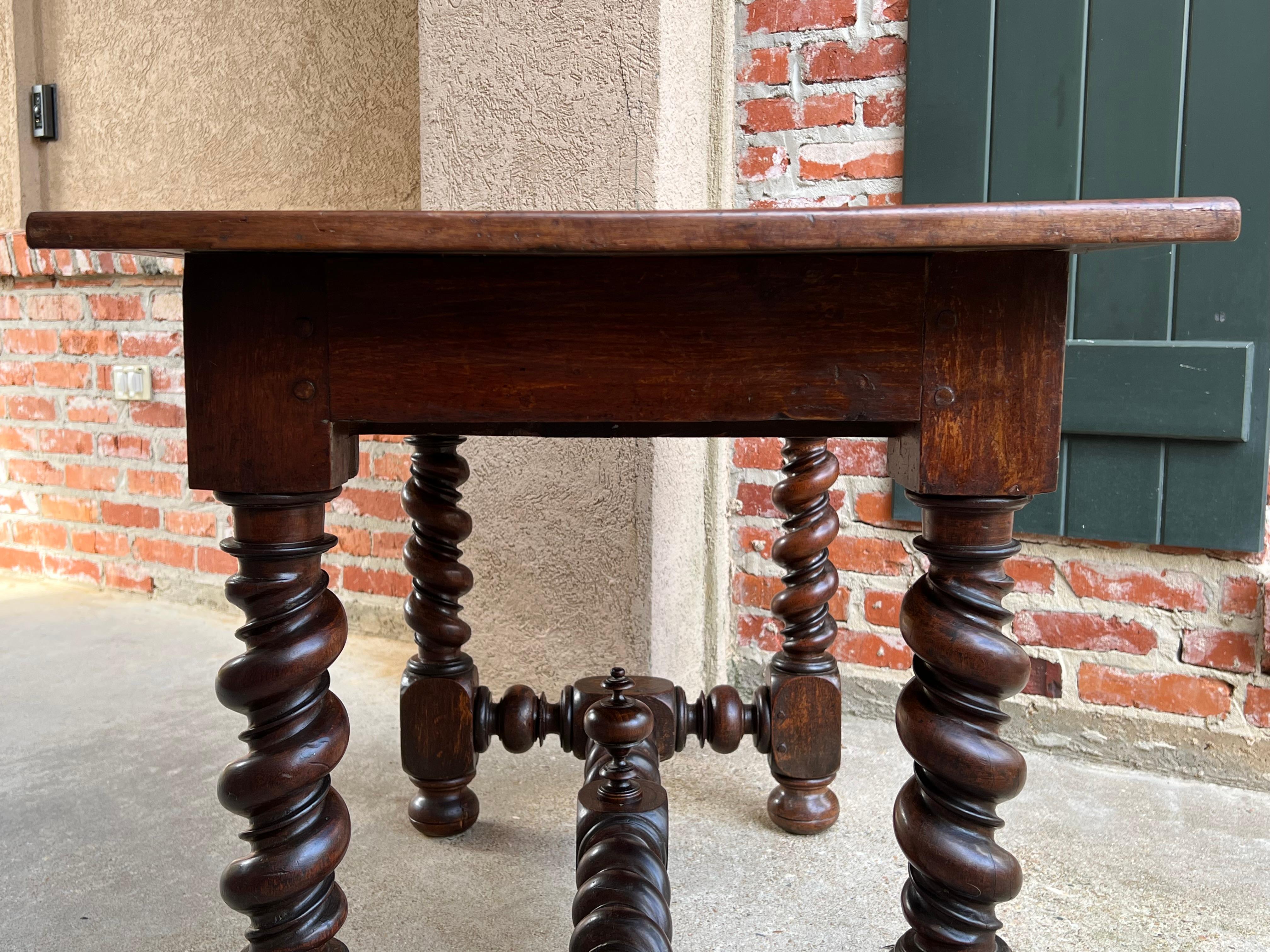 18th Century French Walnut Side Sofa Table Barley Twist Desk Louis XIII 1