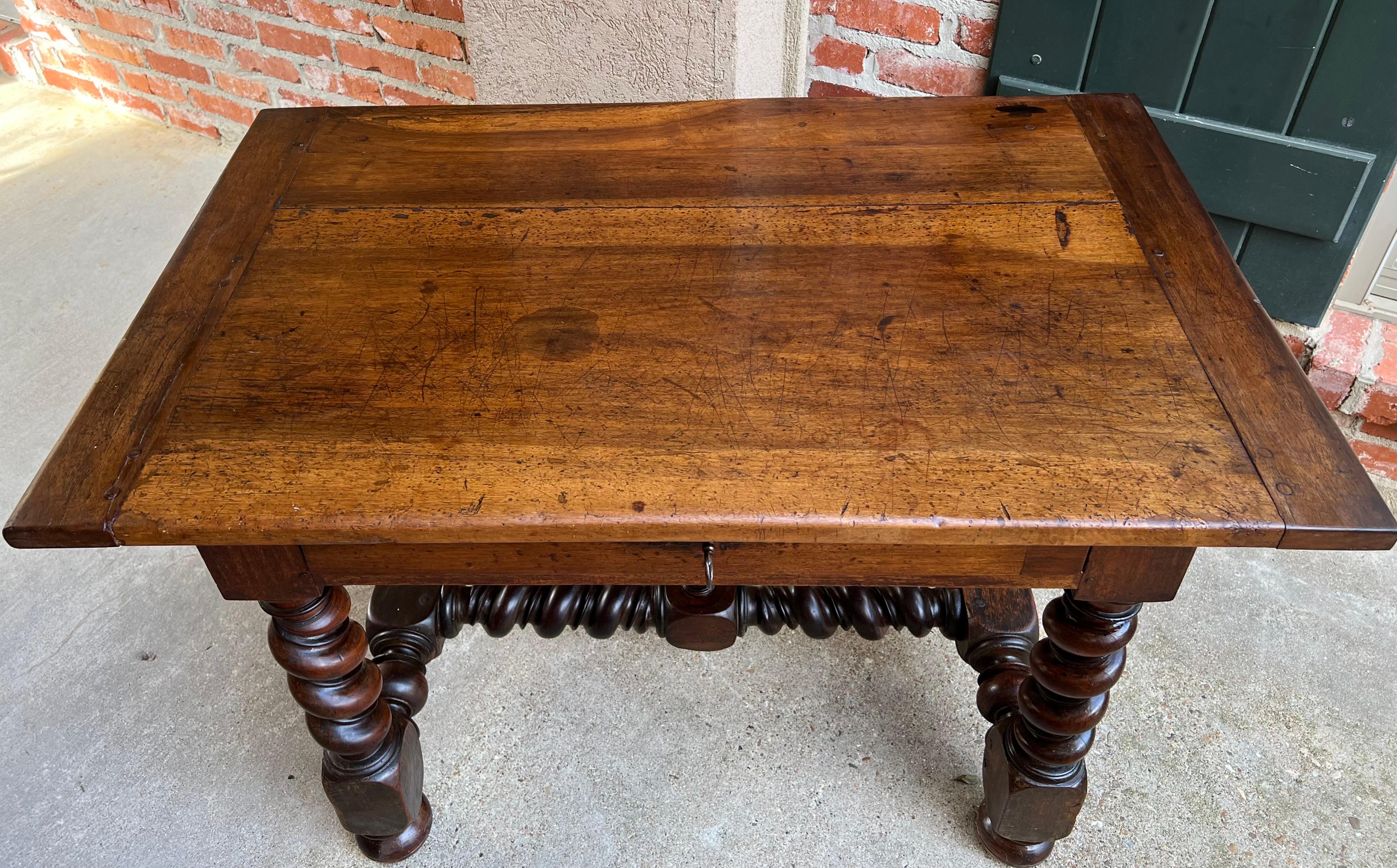 18th Century French Walnut Side Sofa Table Barley Twist Desk Louis XIII 4