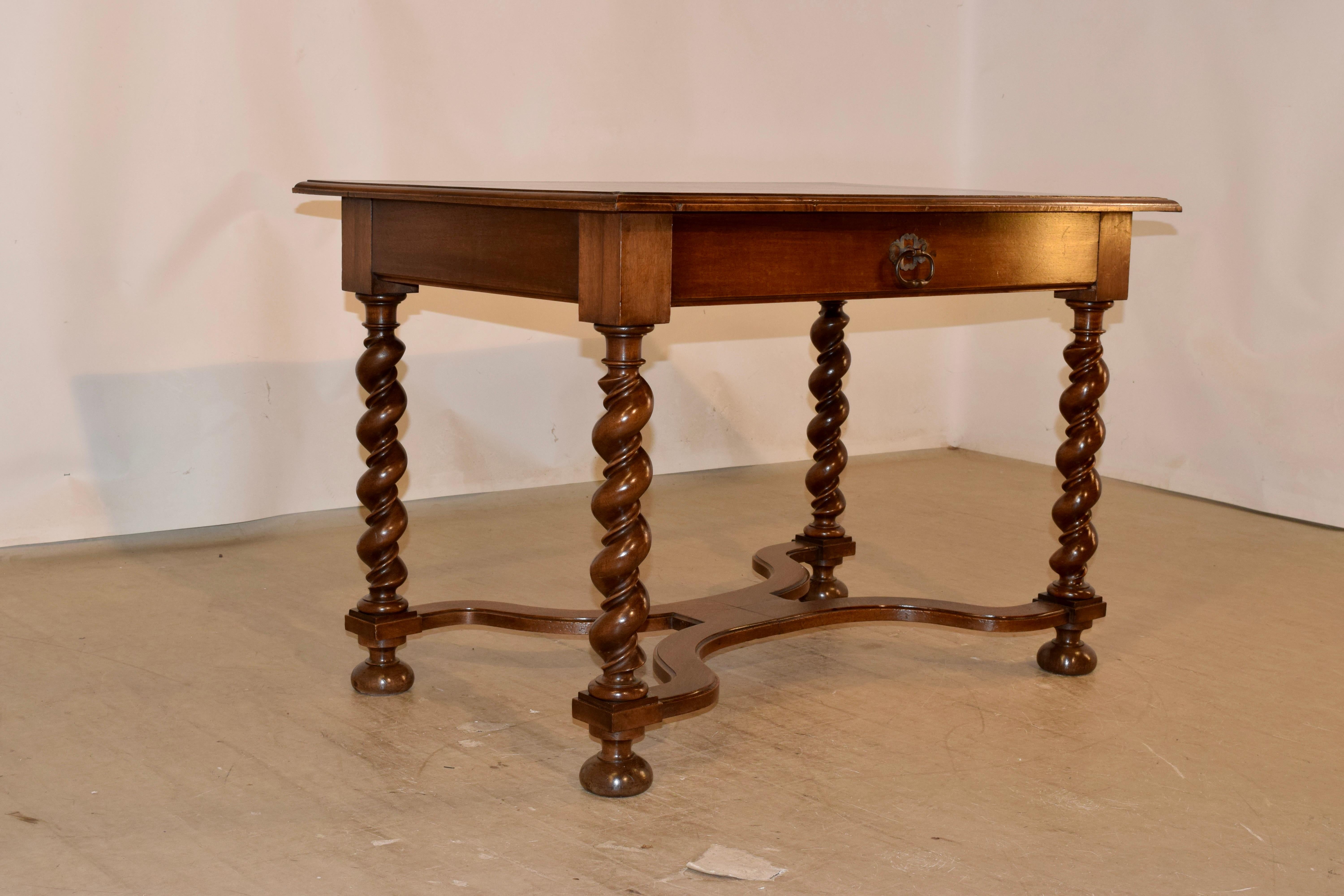 Turned 18th Century French Walnut Side Table