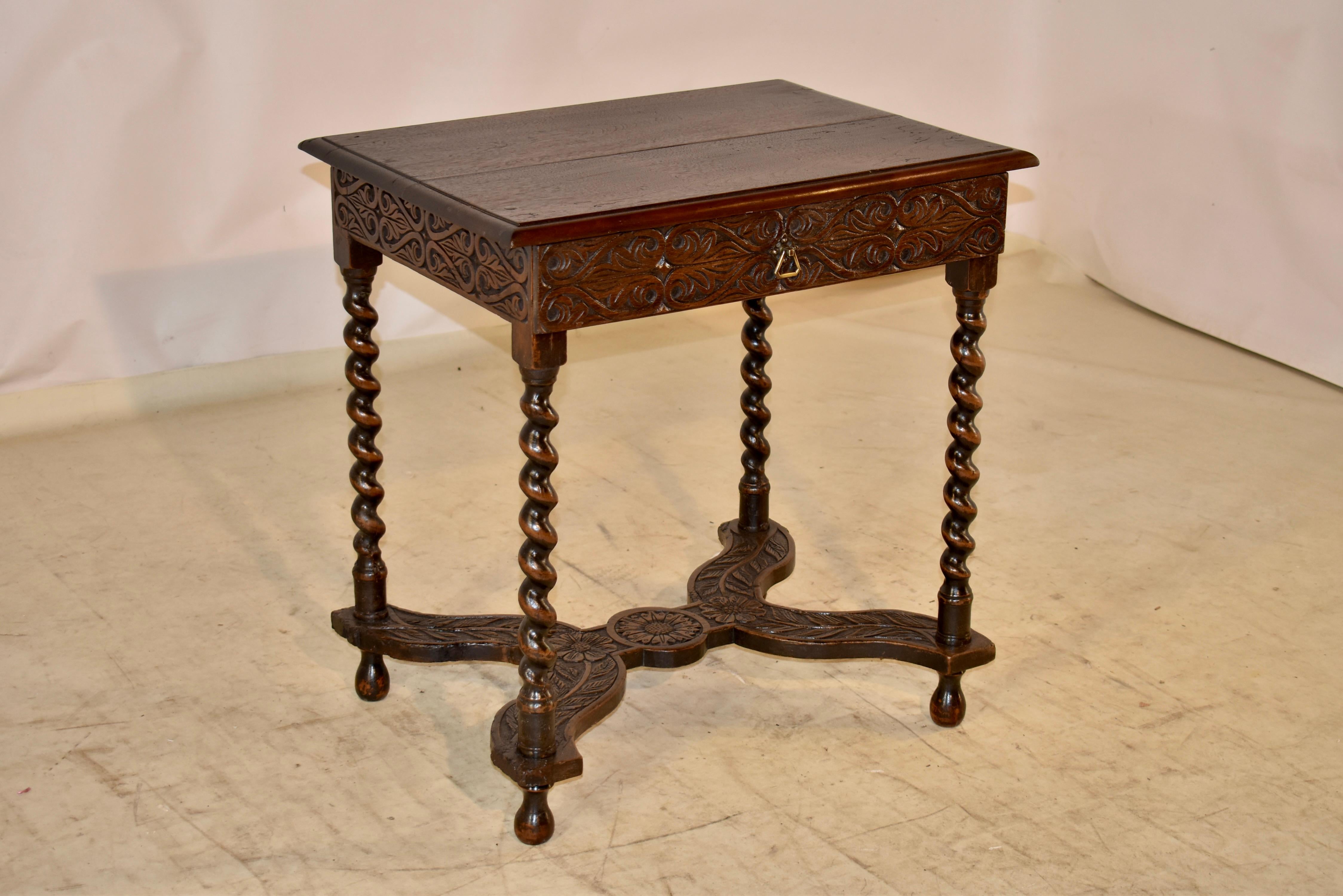 Hand-Carved 18th Century French Walnut Side Table For Sale