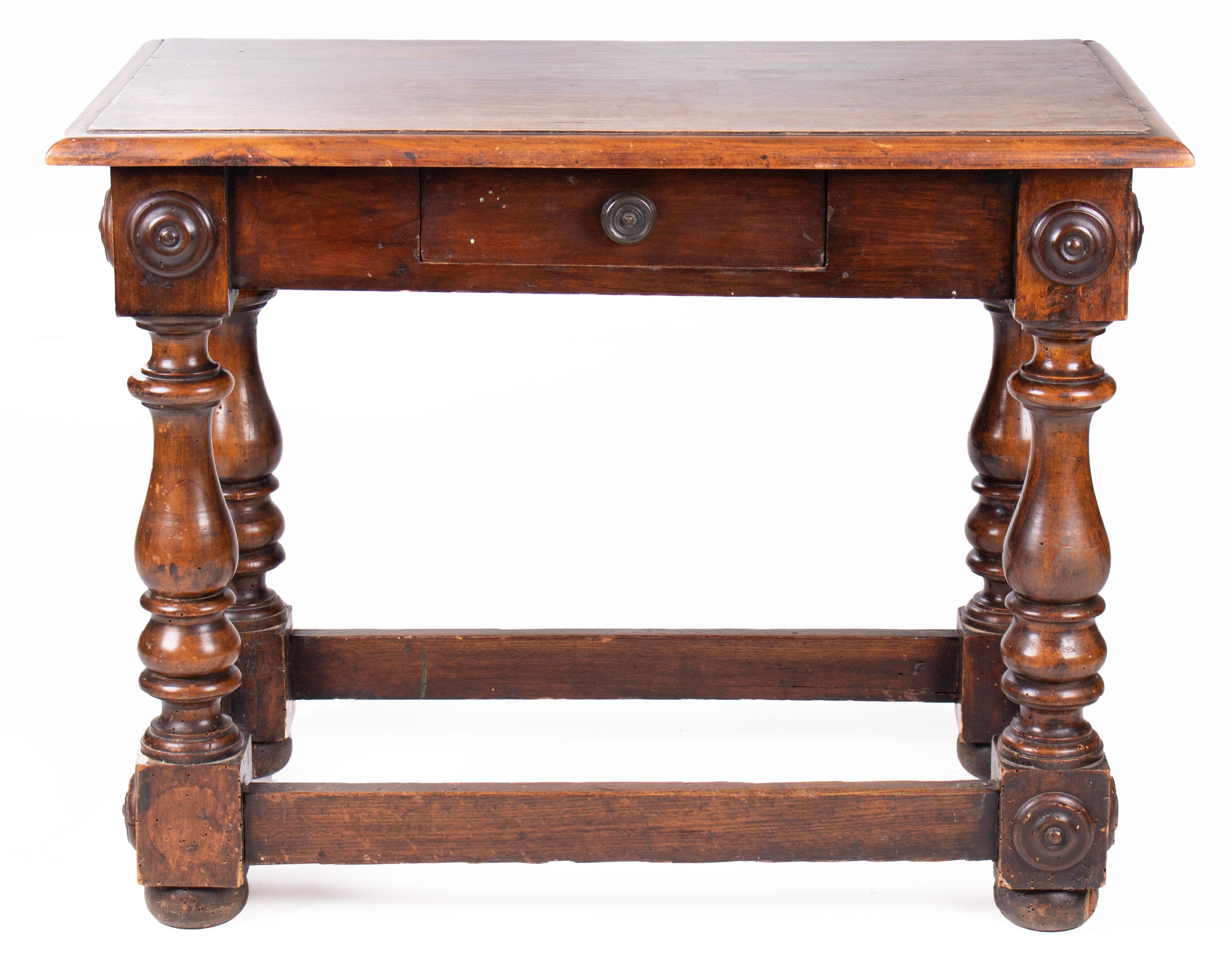 18th century, French walnut single drawer table.