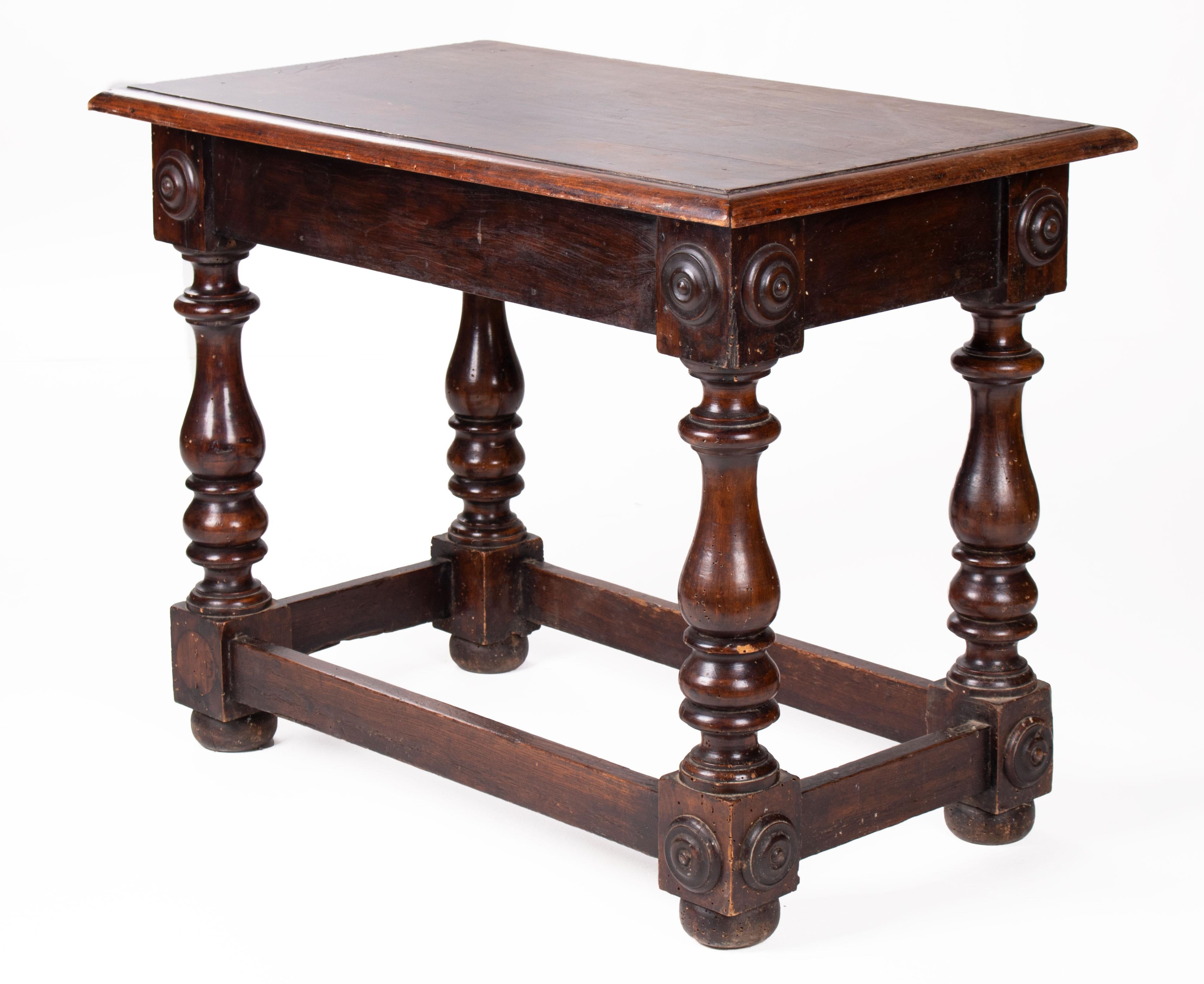 18th Century, French Walnut Single Drawer Table 2