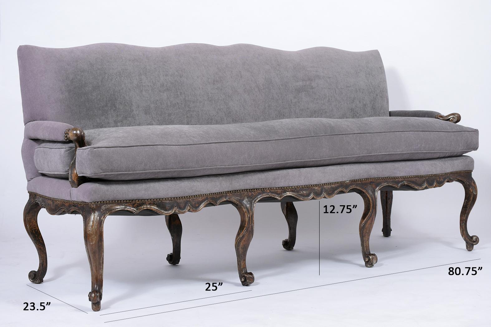 Brass Louis XV Walnut Sofa
